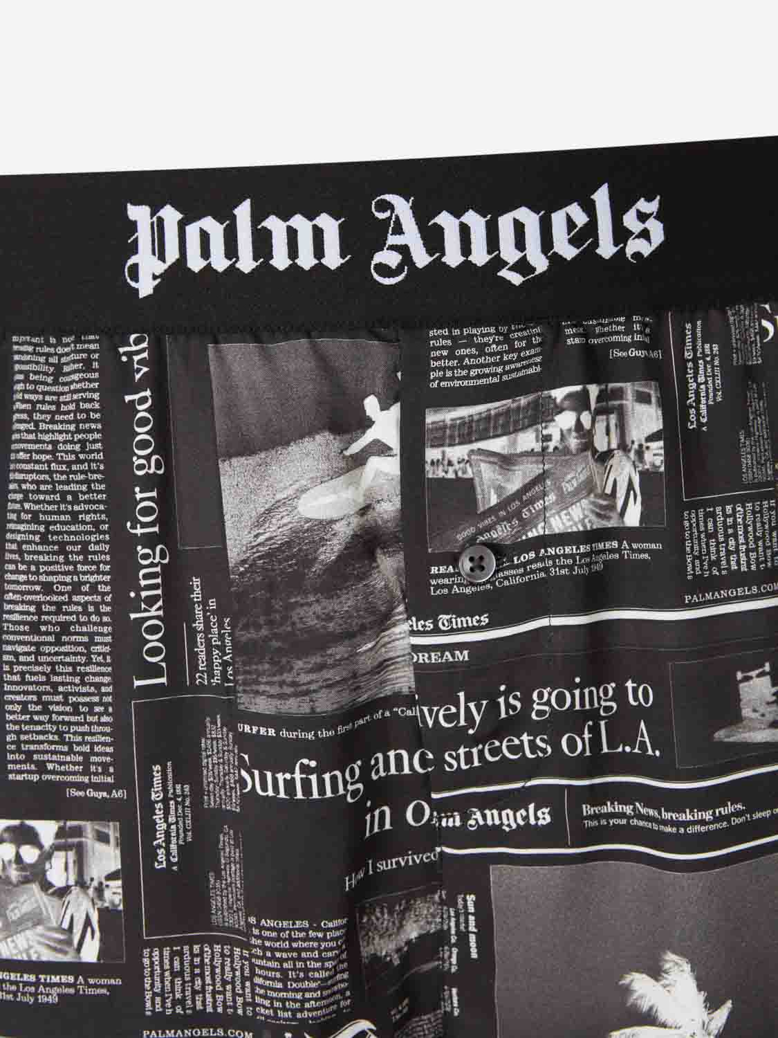 Outlet online Palm Angels Hombre Bermudas Estampado Periódico color Negro sku 523-001205 01 - Foto 4