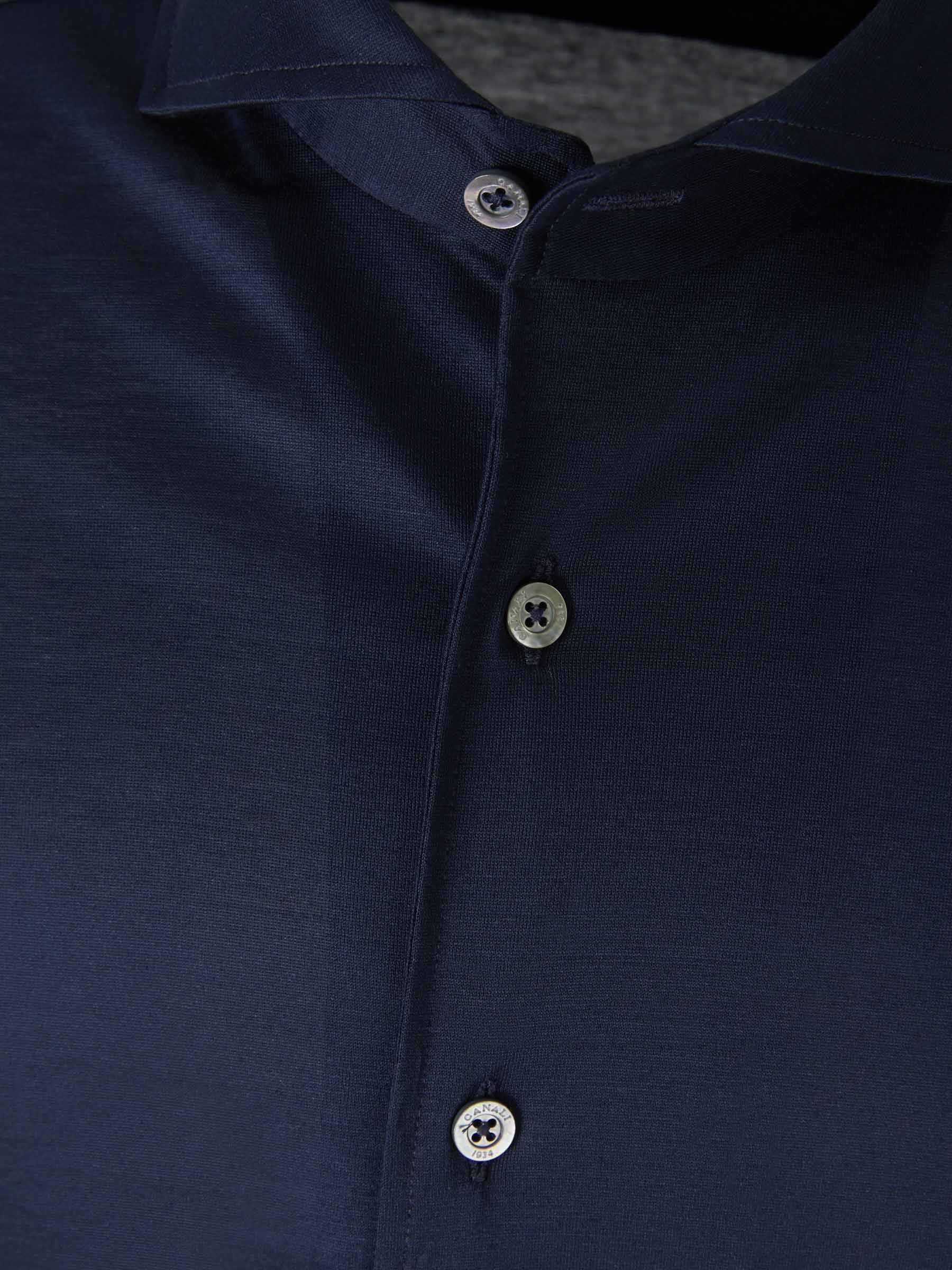 Outlet online Canali Hombre Camisa Punto Algodón color Azul Noche sku 531-005596 02 - Foto 3