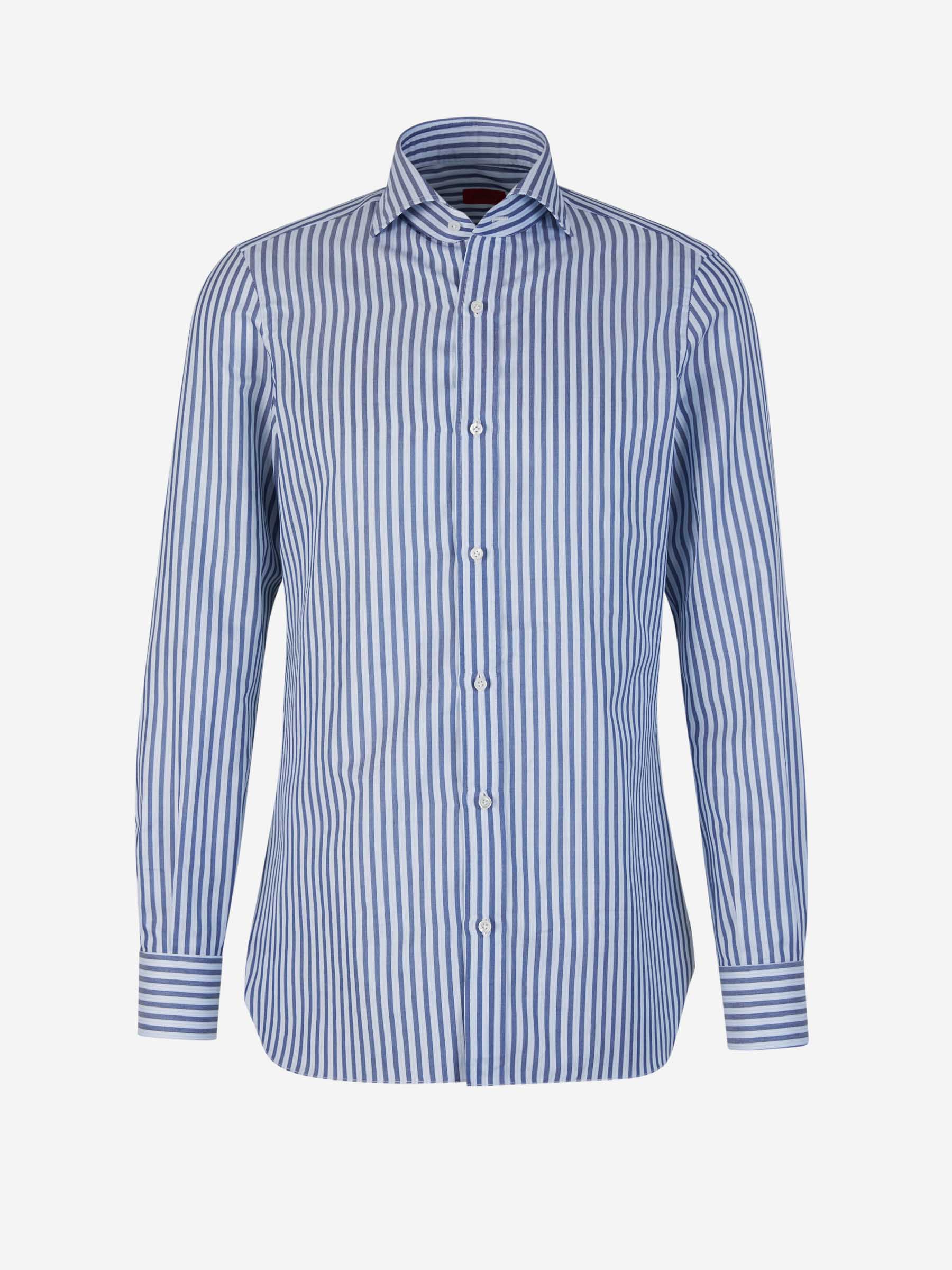 Outlet online Isaia Hombre Camisa Rayas Algodón color Azul Marino sku 531-006007 01 - Foto 1