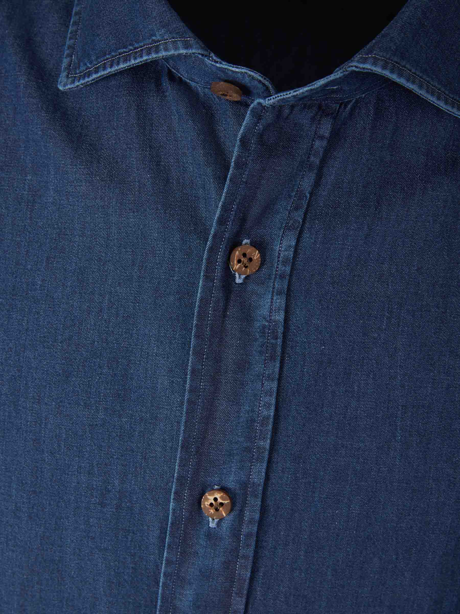 Outlet online Borrelli Hombre Camisa Denim Algodón color Azul Cobalto sku 531-006036 01 - Foto 3