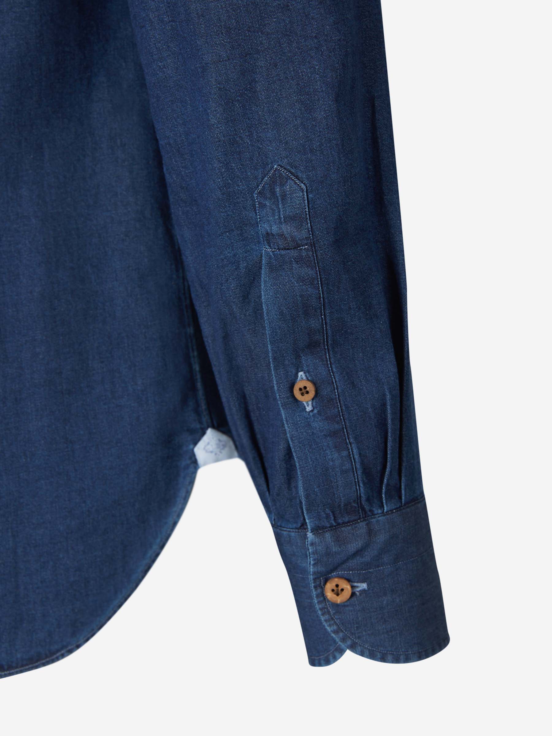 Outlet online Borrelli Hombre Camisa Denim Algodón color Azul Cobalto sku 531-006036 01 - Foto 4