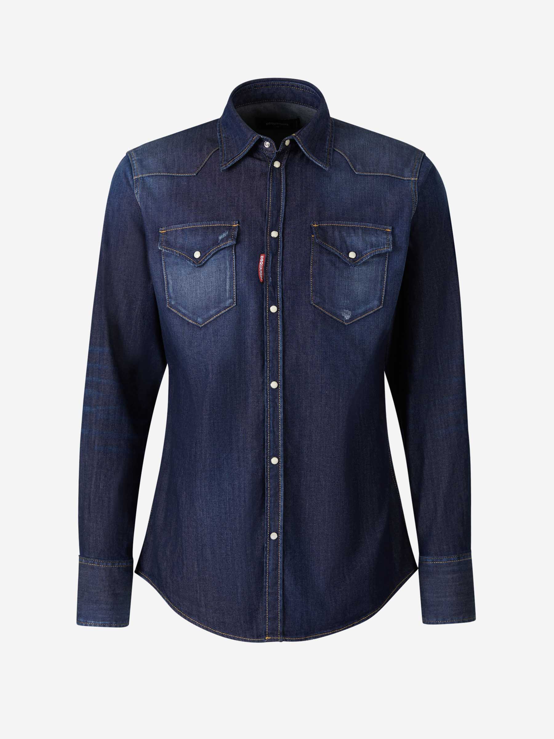 Outlet online Dsquared2 Hombre Camisa Denim Logo color Azul Cobalto sku 531-006047 01 - Foto 1