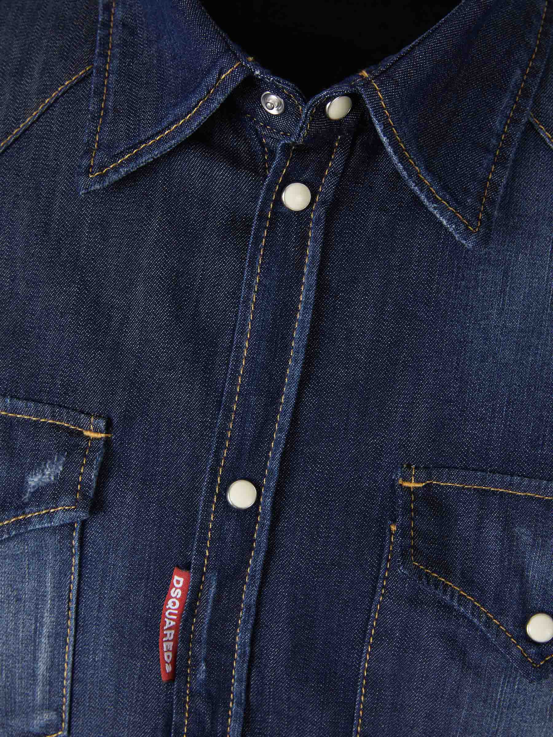 Outlet online Dsquared2 Hombre Camisa Denim Logo color Azul Cobalto sku 531-006047 01 - Foto 3