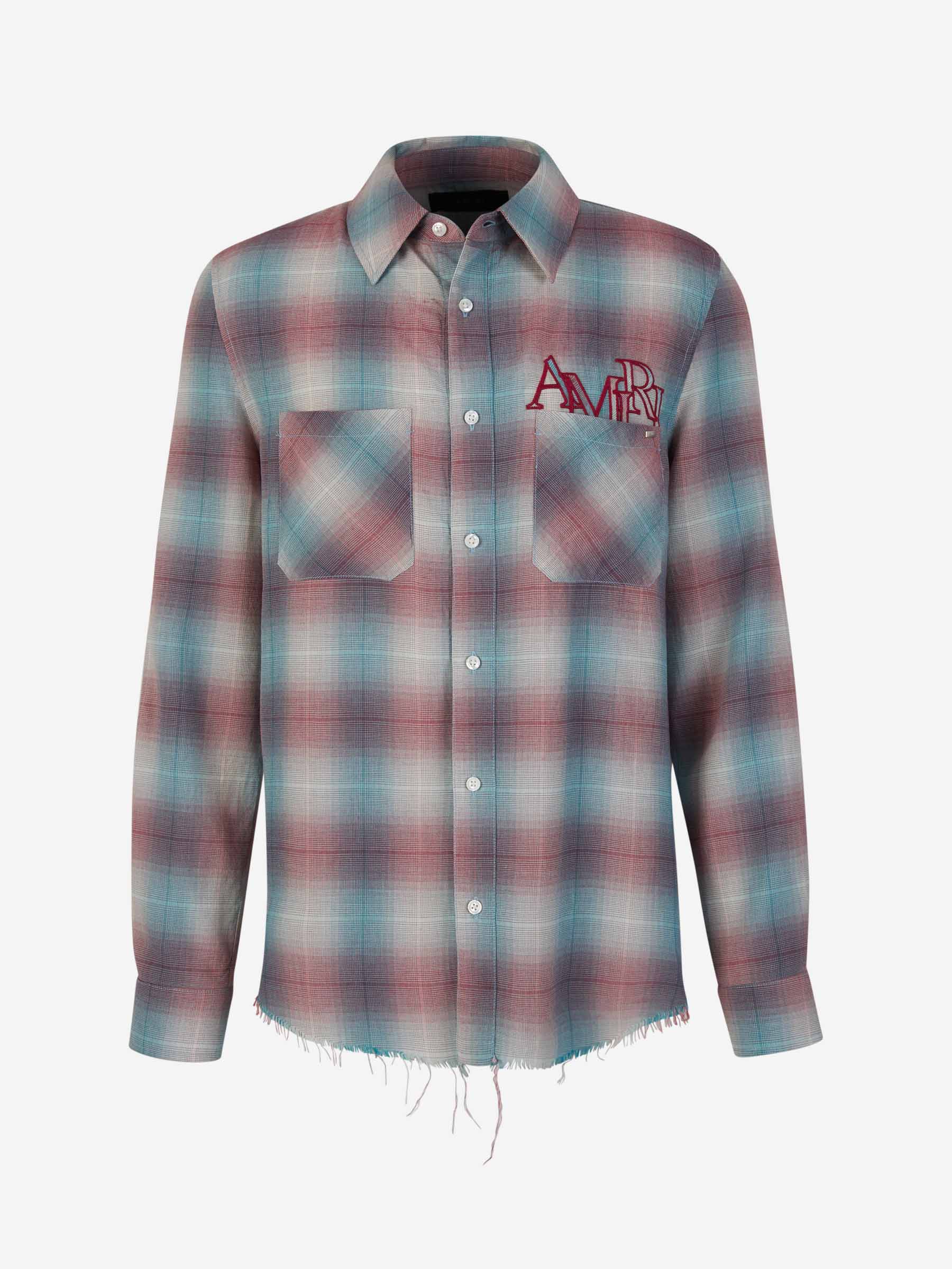 Outlet online Amiri Hombre Camisa Logo Cuadros color Burdeos sku 531-006116 01 - Foto 1