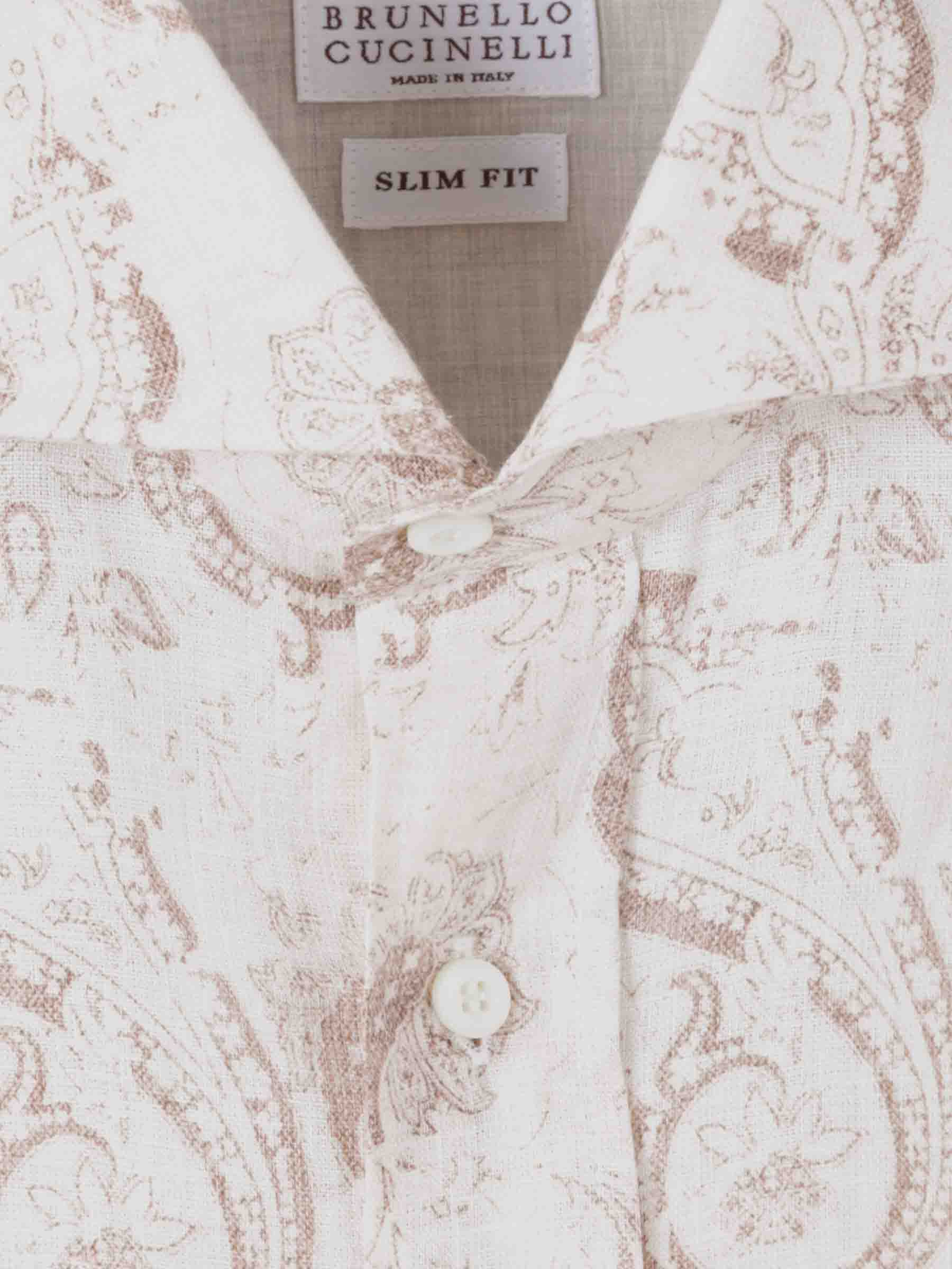 Outlet online Brunello Cucinelli Hombre Camisa Paisley Lino color Marfil sku 531-006390 01 - Foto 4