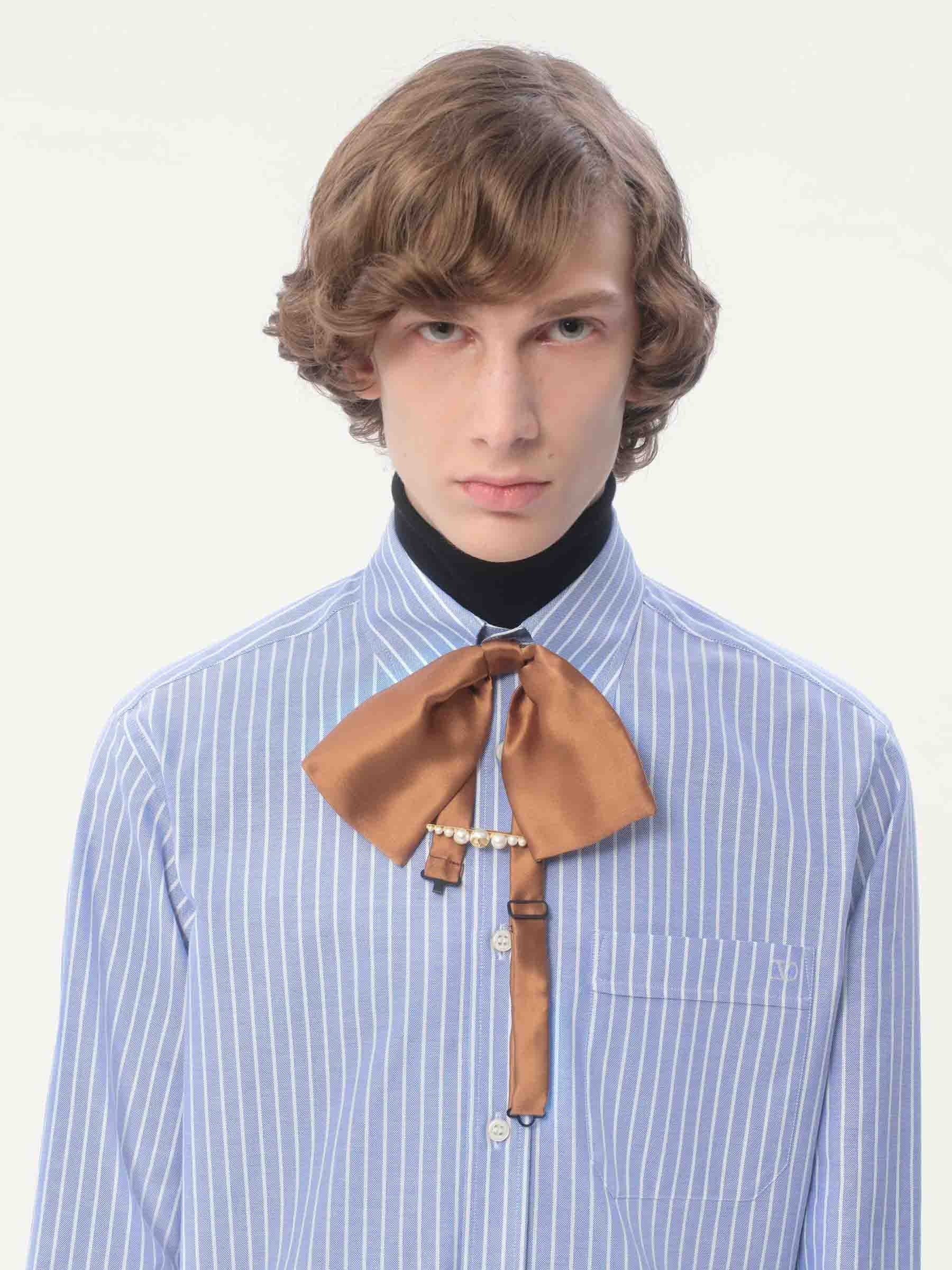 Valentino Hombre Barcelona Camisa Rayas Algodón color Azul sku 531-006412 01 - Foto 3