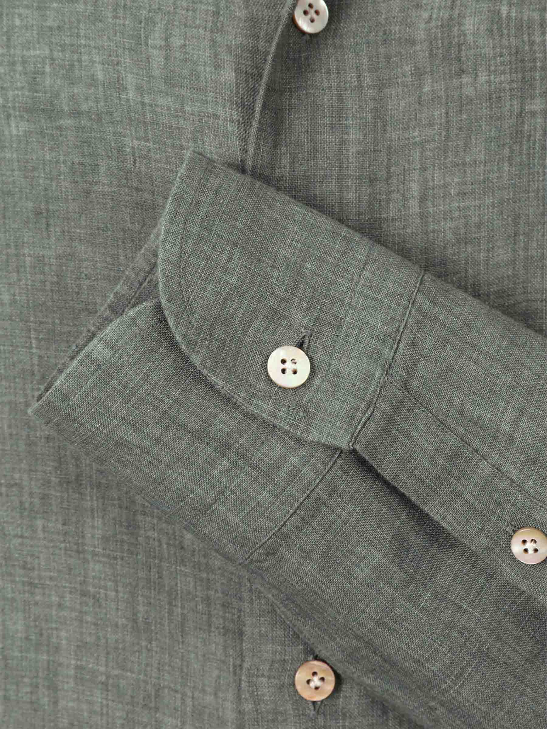 Santa Eulalia Hombre Barcelona Camisa Lisa Lino color Verde Oscuro sku 531-006442 03 - Foto 4