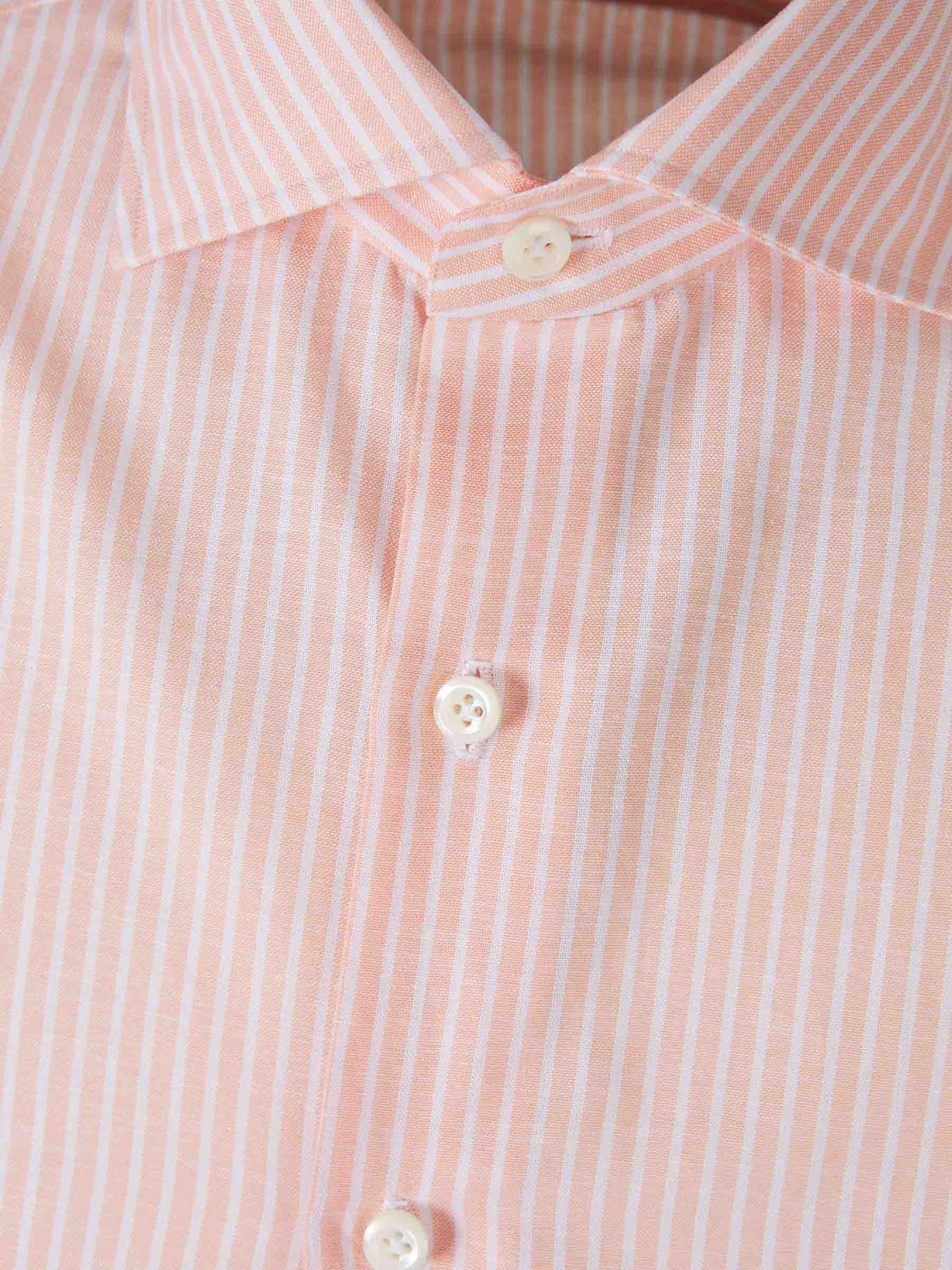 Outlet online Borrelli Hombre Camisa Rayas Algodón color Naranja Claro sku 531-006469 01 - Foto 3
