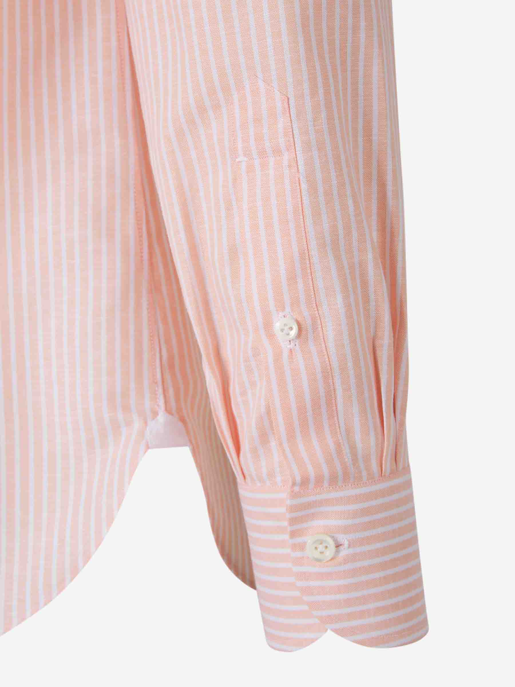 Outlet online Borrelli Hombre Camisa Rayas Algodón color Naranja Claro sku 531-006469 01 - Foto 4