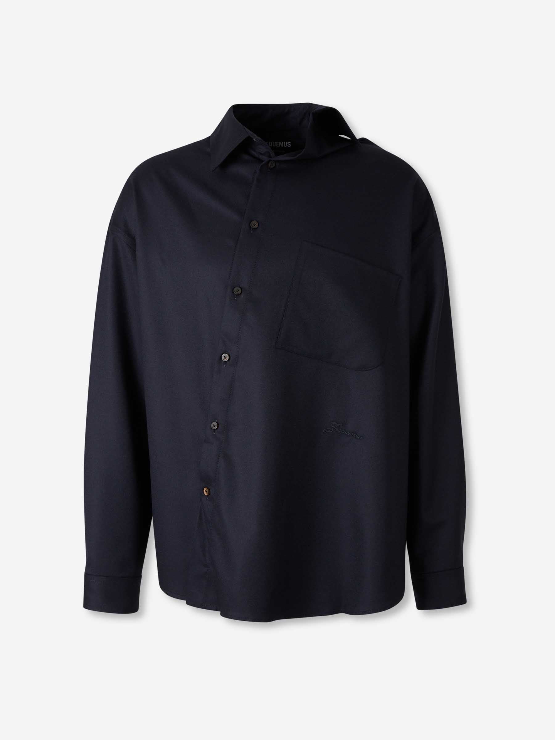 Outlet online Jacquemus Hombre Camisa Cuadro Asimétrica color Azul Noche sku 531-006516 01 - Foto 1