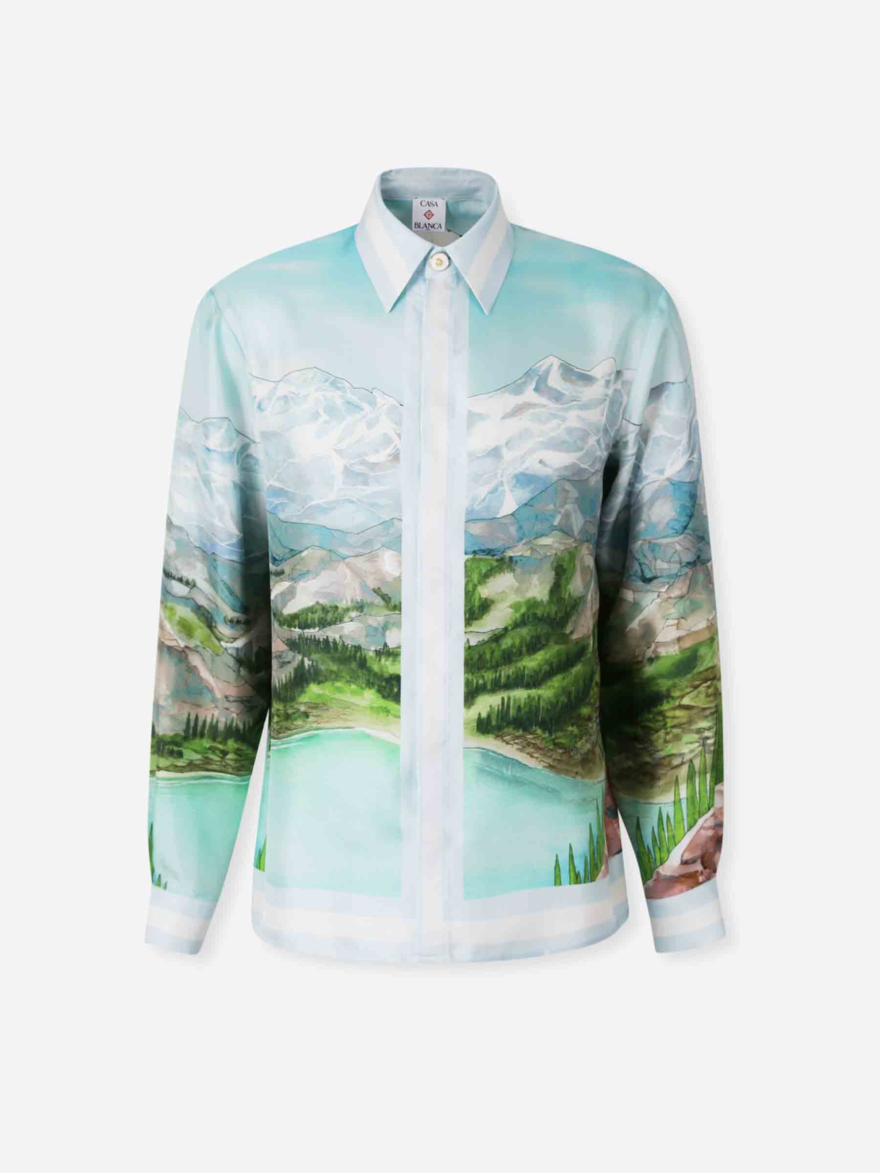 Outlet online Casablanca Hombre Camisa Seda Estampado color Azul sku 531-006523 04 - Foto 1
