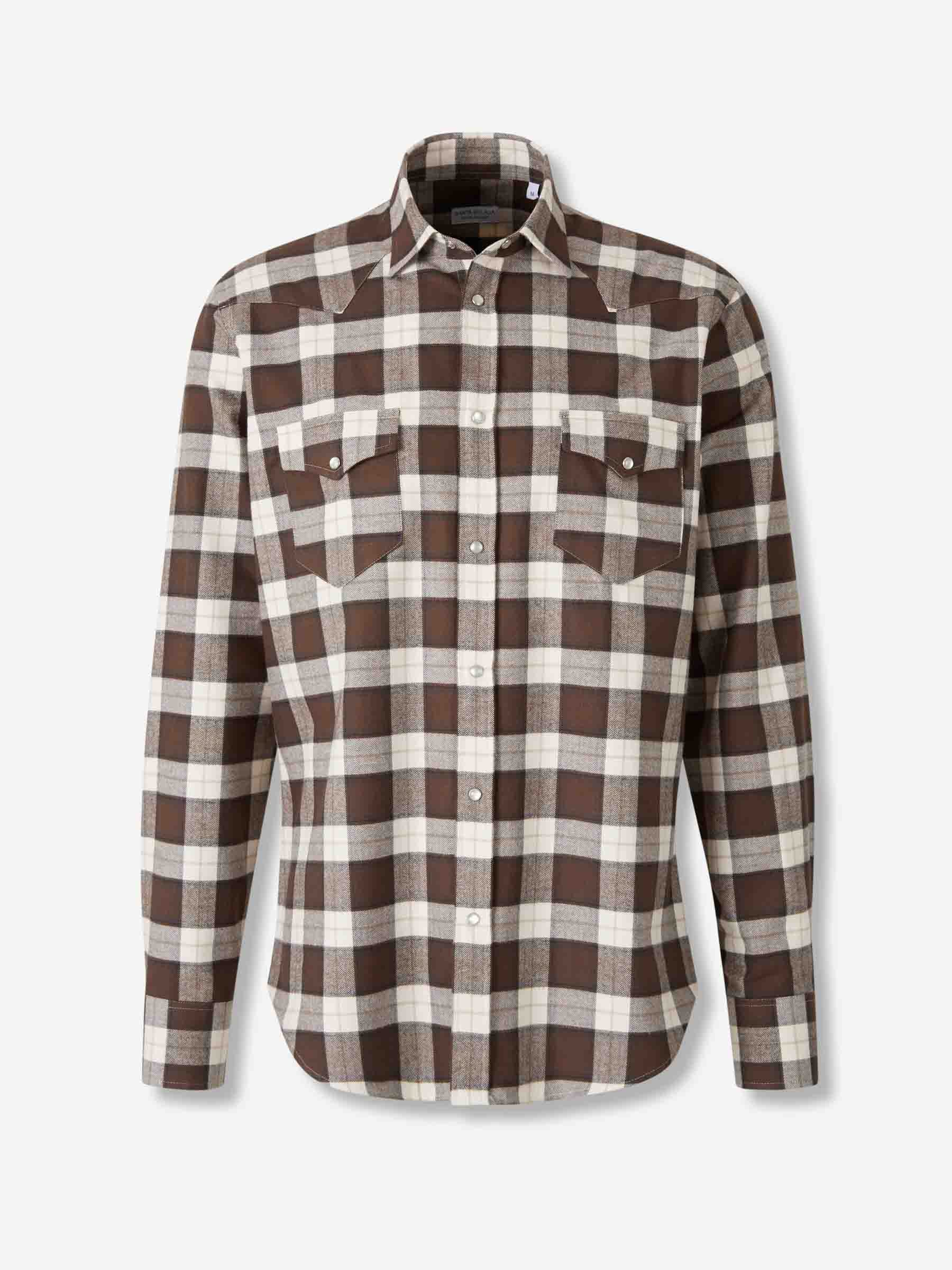 Outlet online Santa Eulalia Hombre Camisa Cuadros Algodón color Marrón sku 531-006535 01 - Foto 1