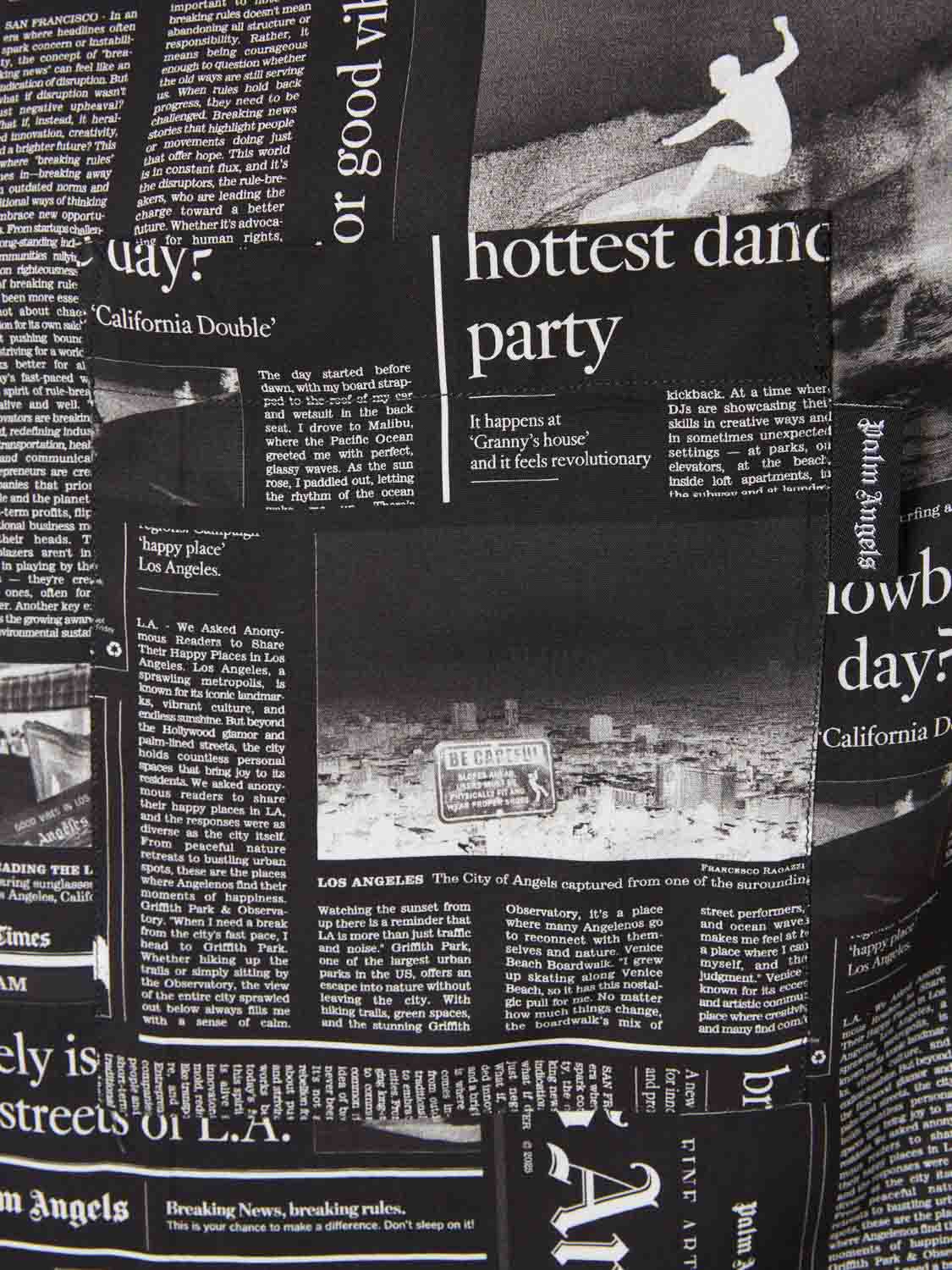 Outlet online Palm Angels Hombre Camiseta con motivo de periódico color Negro sku 531-006547 01 - Foto 4