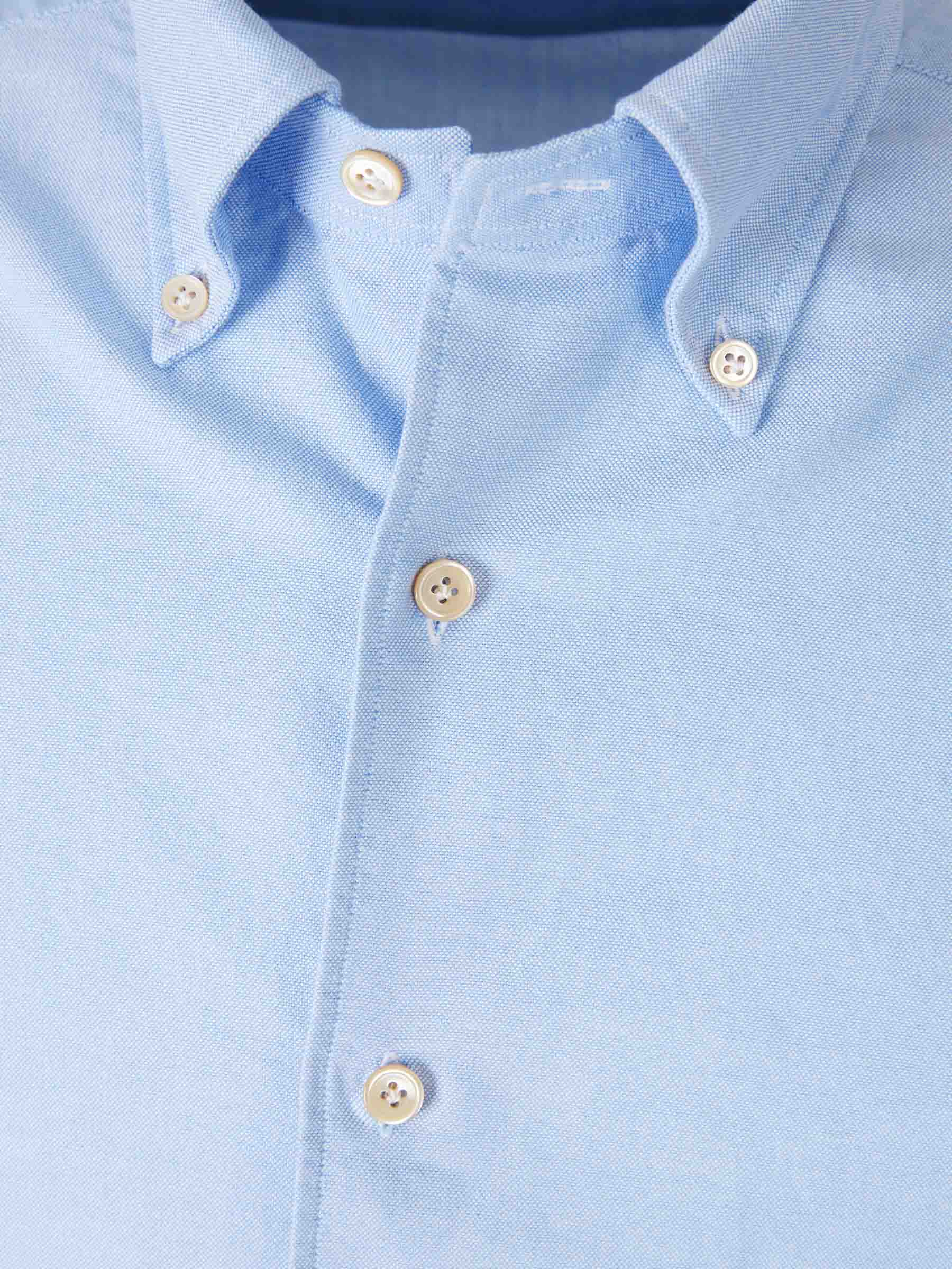 Outlet online Borrelli Hombre Camisa Lisa Algodón color Azul Celeste sku 531-006604 01 - Foto 3