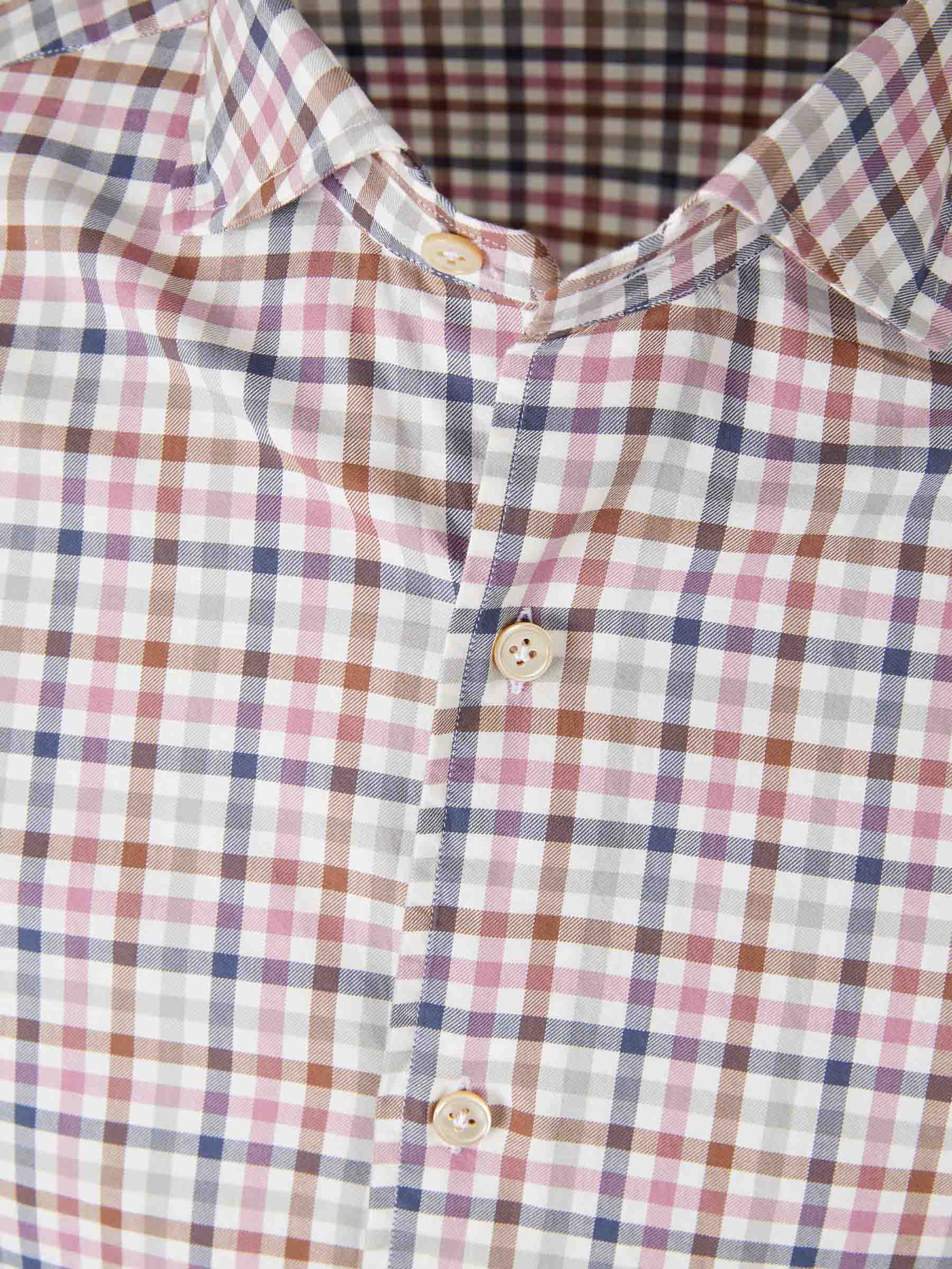 Outlet online Borrelli Hombre Camisa Motivo Cuadros color Violeta sku 531-006610 01 - Foto 3