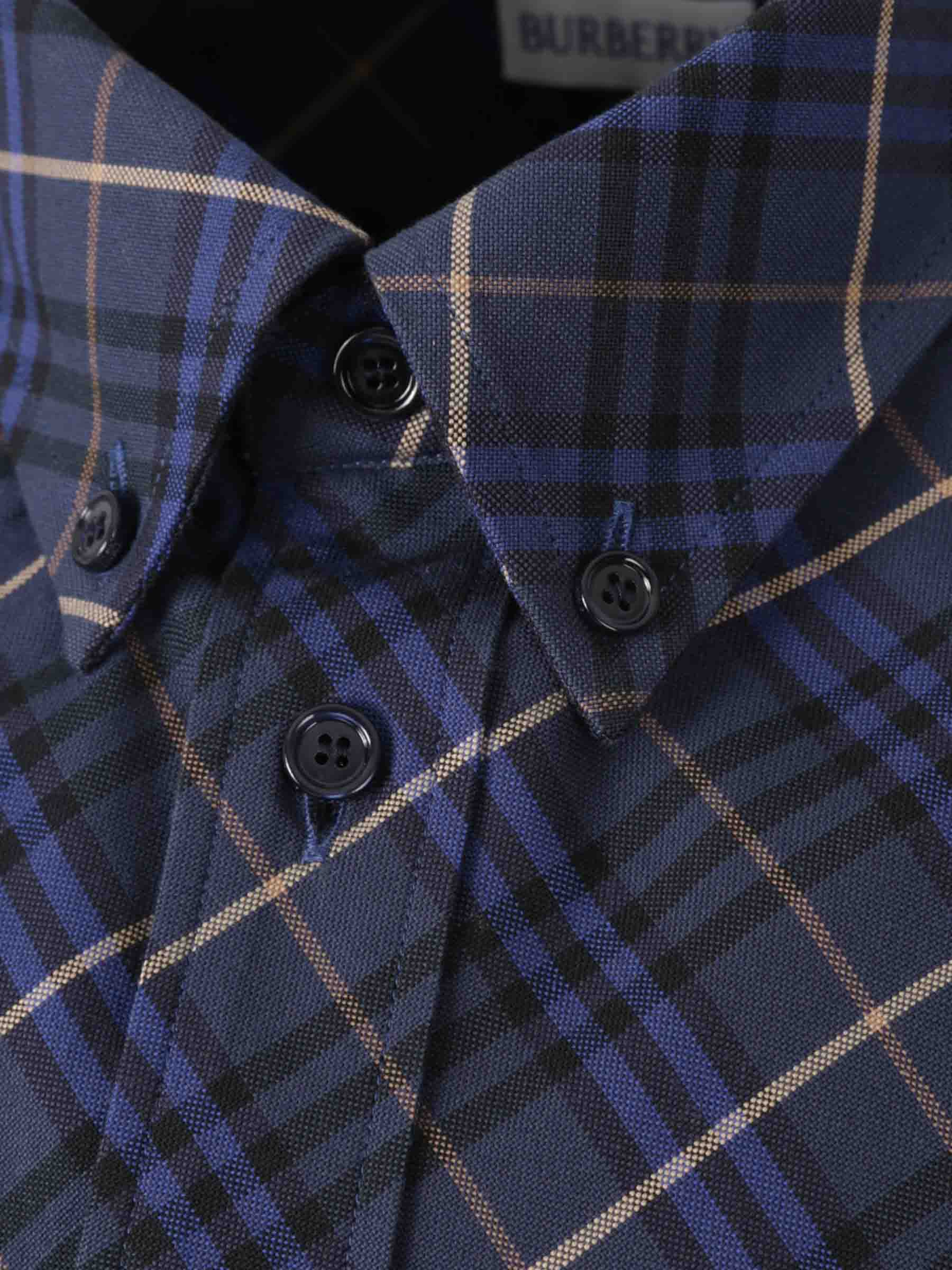 Outlet online Burberry Hombre Camisa Motivo Cuadros color Azul Cobalto sku 532-000614 01 - Foto 3