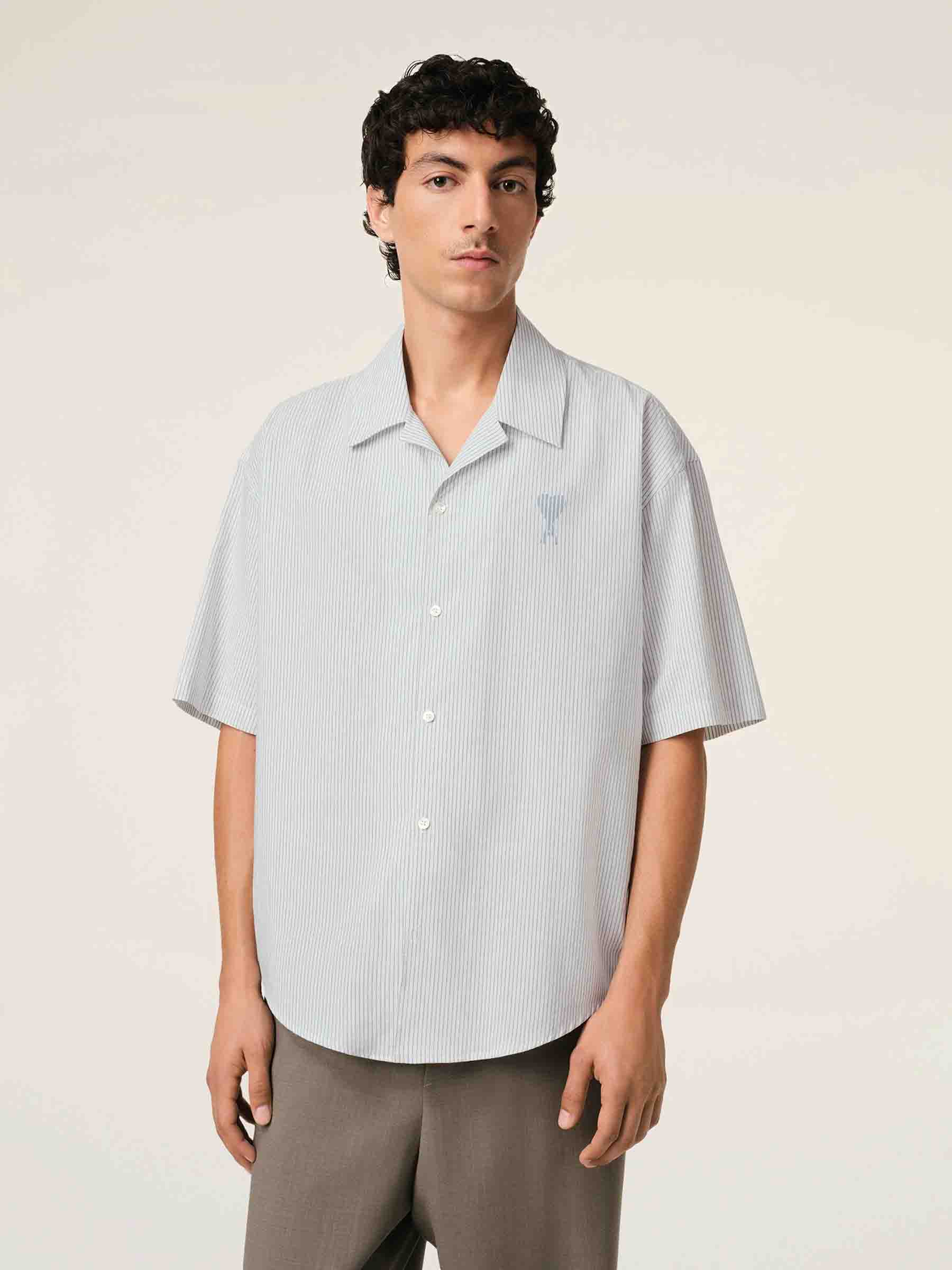 Ami Paris Hombre Barcelona Camisa Rayas Algodón color Blanco sku 532-000651 01 - Foto 4