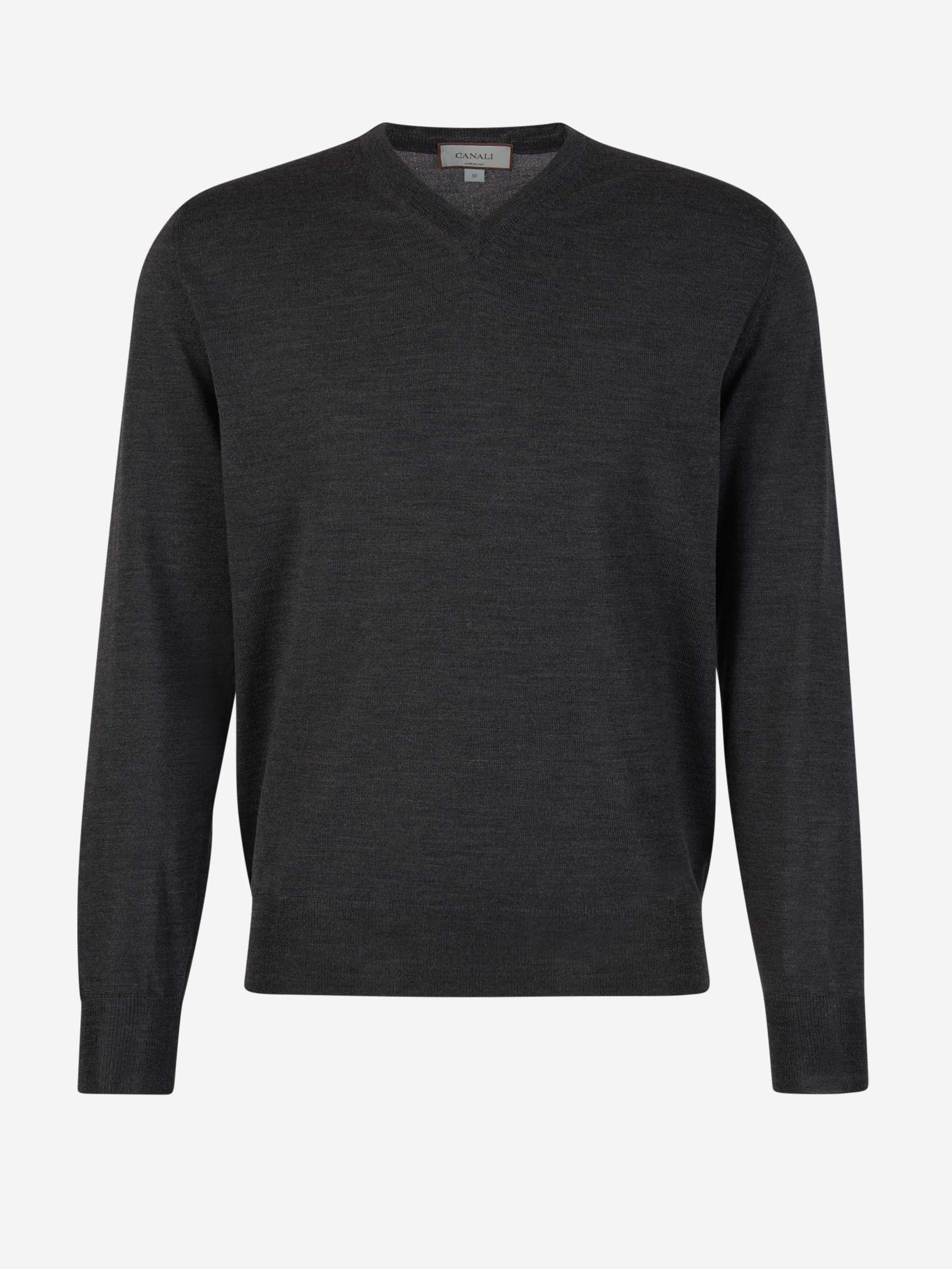 Outlet online Canali Hombre Jersey Pico Lana color Gris Oscuro sku 542-002003 04 - Foto 1