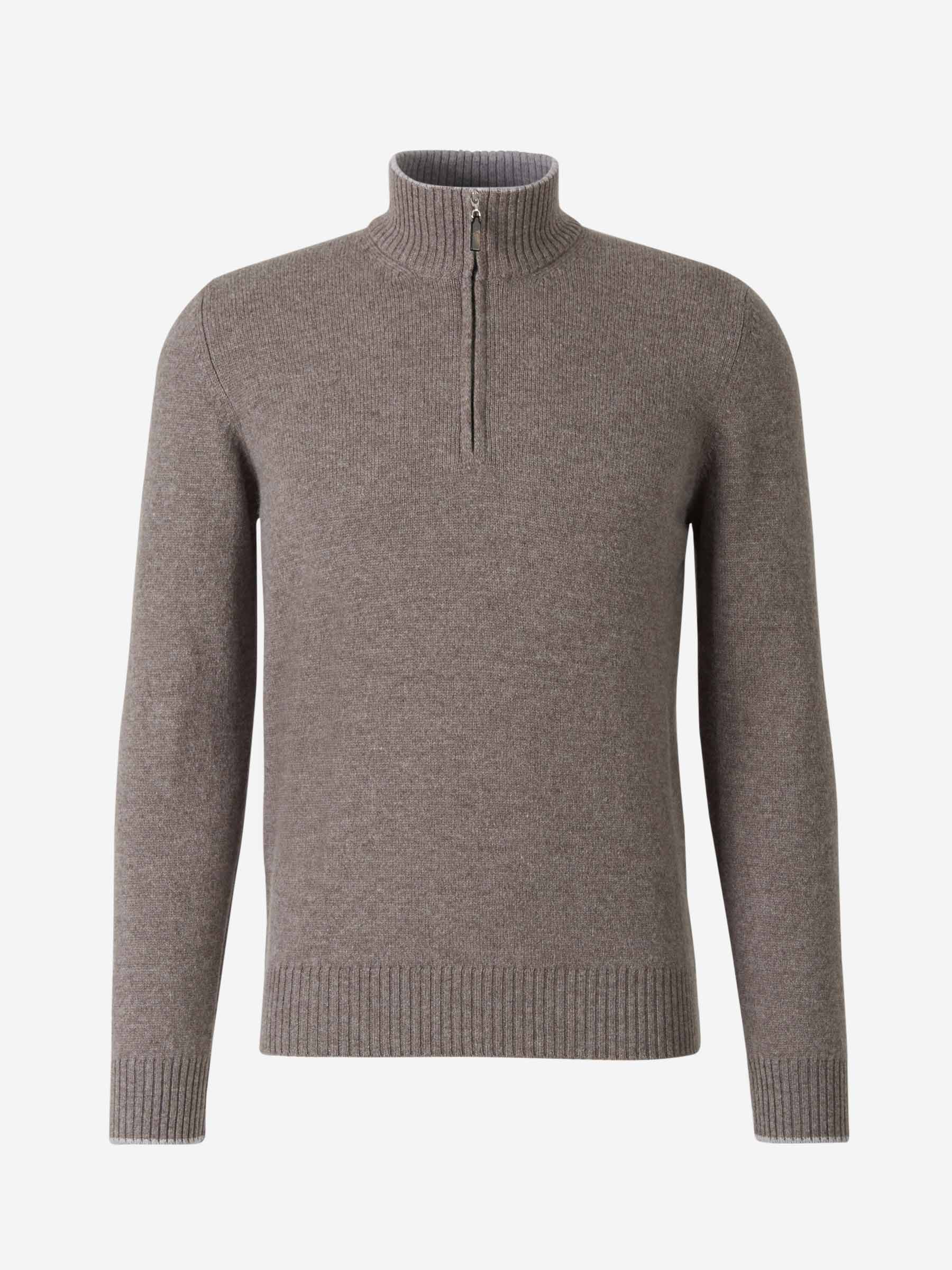Outlet online Santa Eulalia Hombre Cárdigan Cuello Contraste Lana color Topo sku 542-002128 04 - Foto 13