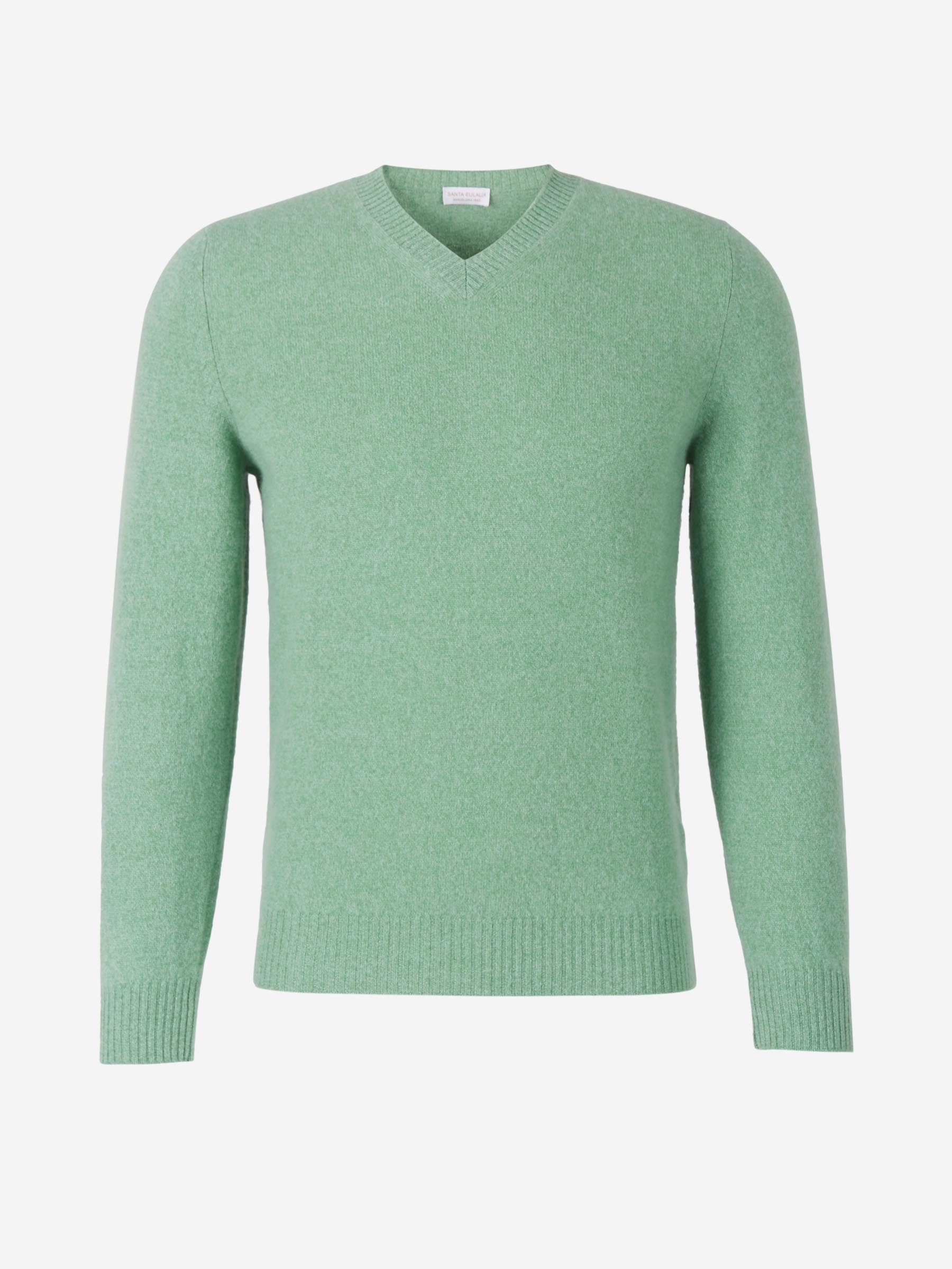 Outlet online Santa Eulalia Hombre Jersey Pico Cashmere color Verde Claro sku 542-002150 01 - Foto 1