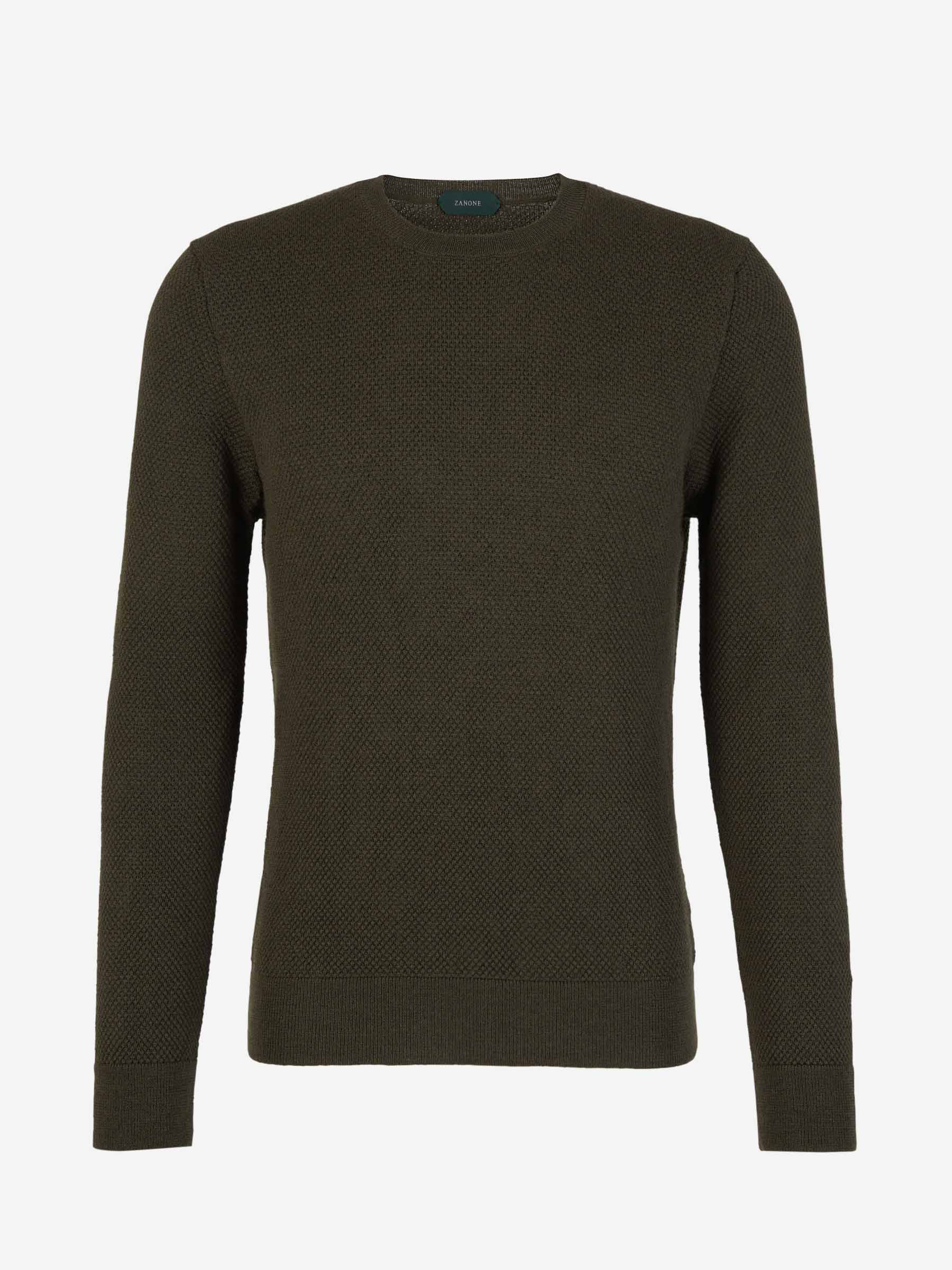 Outlet online Zanone Hombre Jersey Punto Lana color Verde Oscuro sku 542-002296 01 - Foto 1