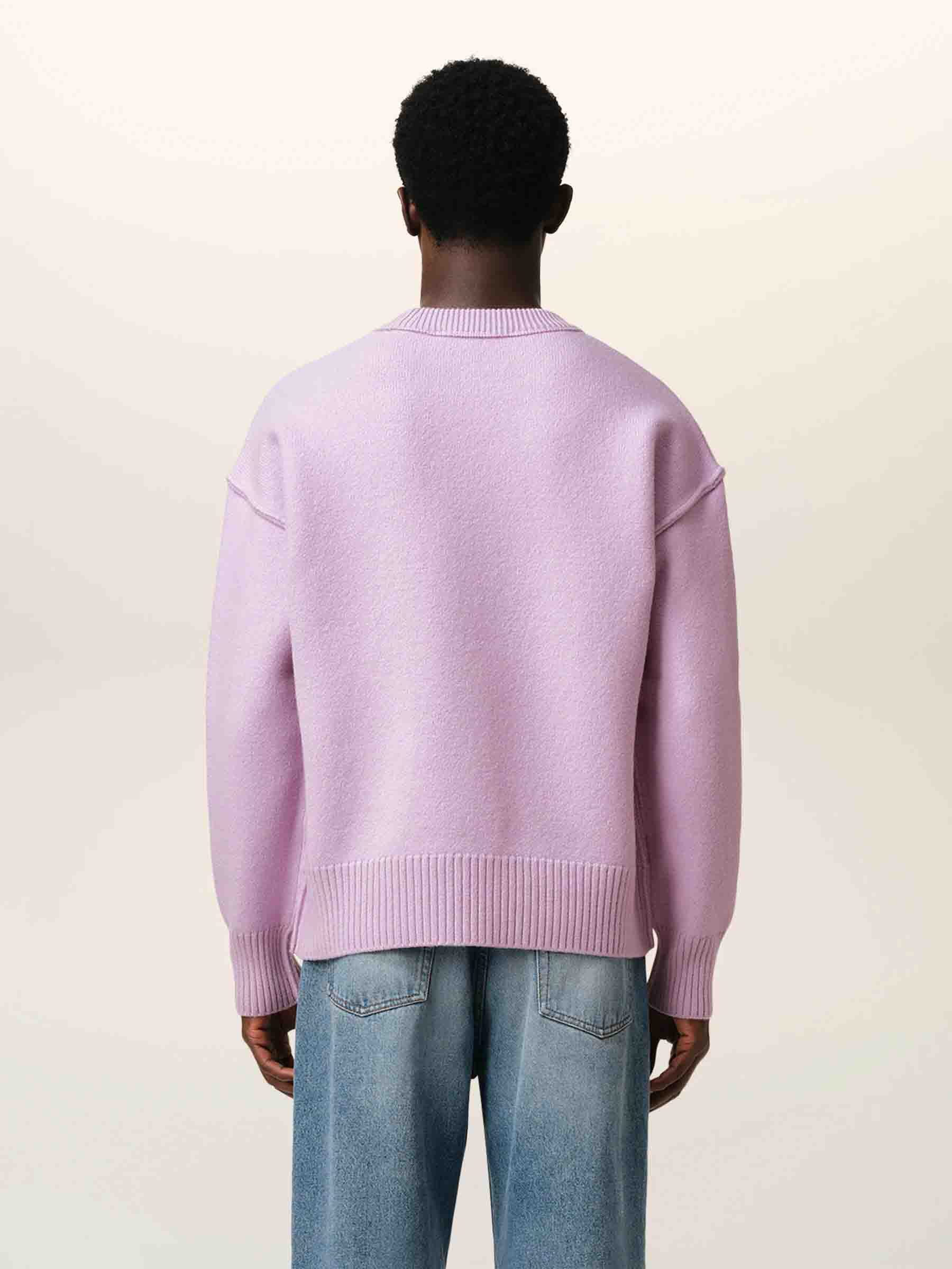 Outlet online Ami Paris Hombre Jersey Logo Punto color Lila sku 542-002458 02 - Foto 3