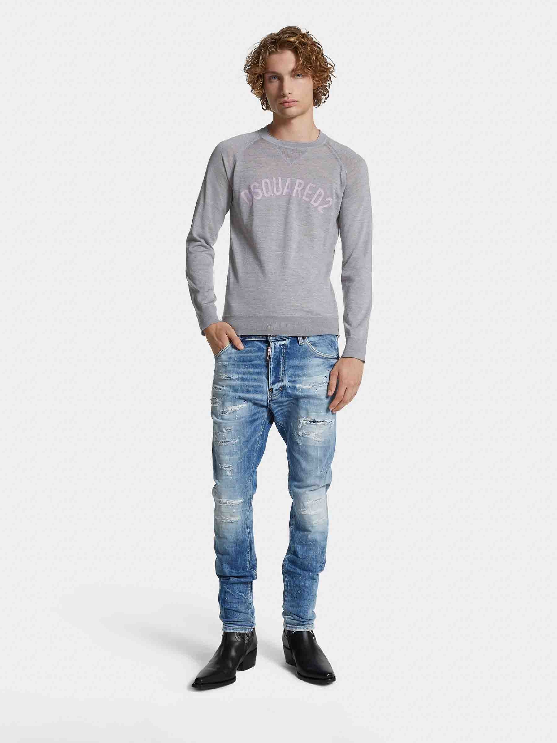 Outlet online Dsquared2 Hombre Jersey Logo Lana color Gris Piedra sku 542-002465 01 - Foto 2