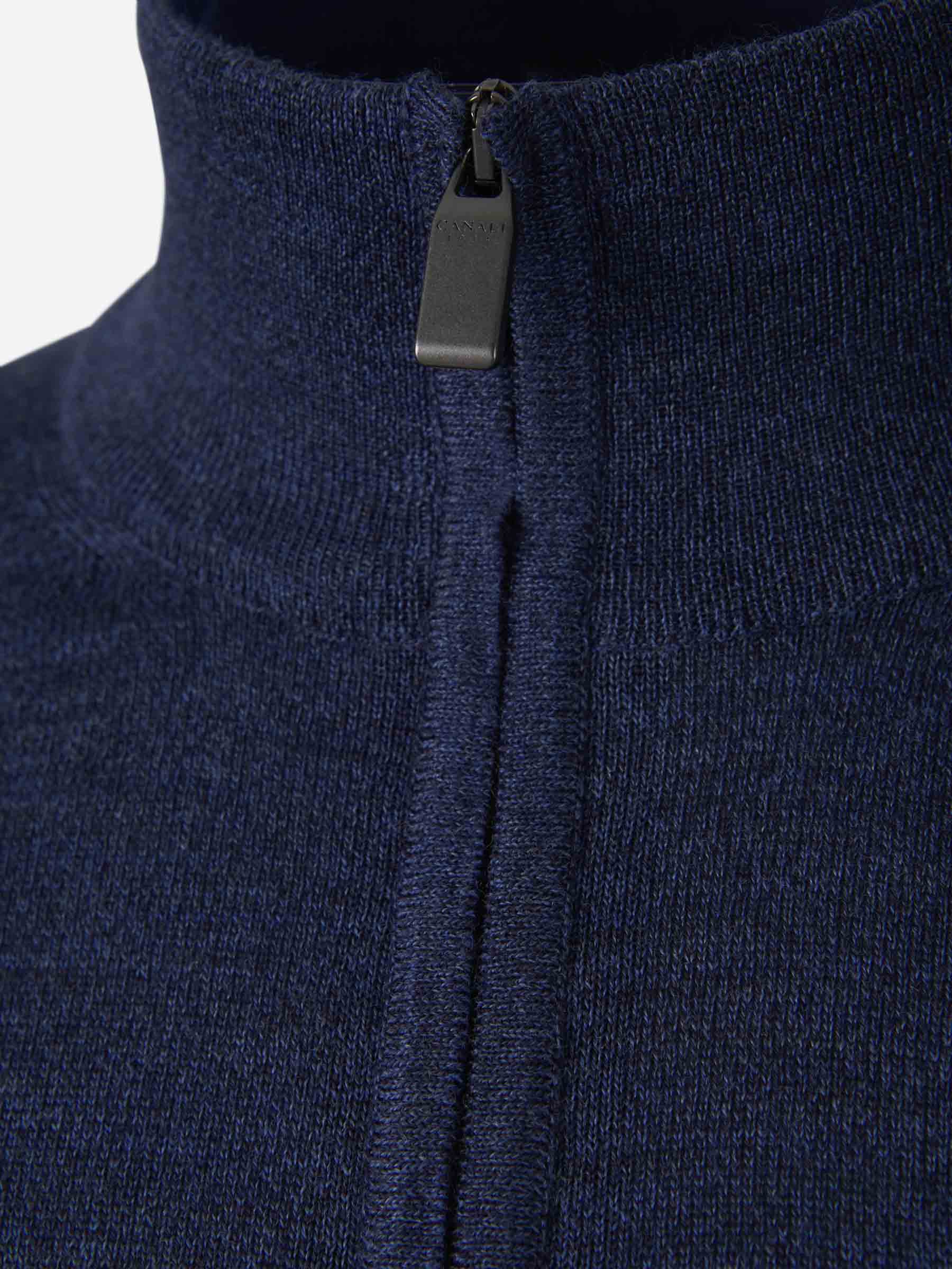 Outlet online Canali Hombre Cárdigan Cremallera Lana color Azul Denim sku 543-000864 03 - Foto 11