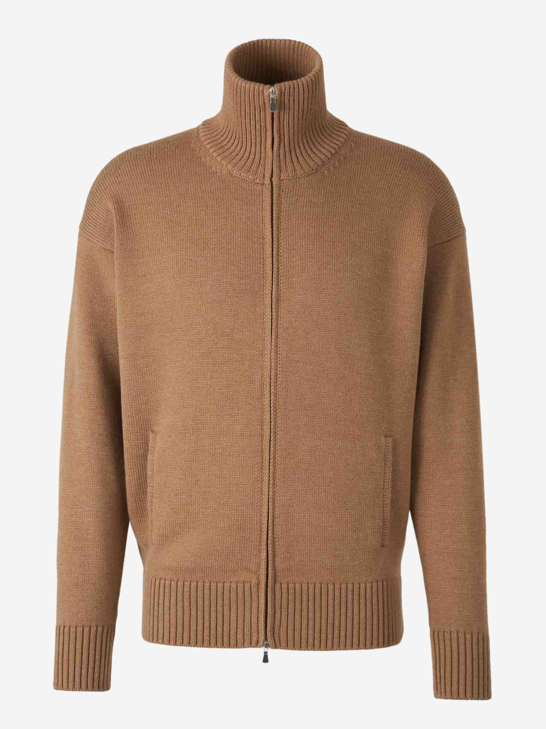 Outlet online Gran Sasso Hombre Cárdigan Punto Lana color Camel sku 543-000983 02 - Foto 2