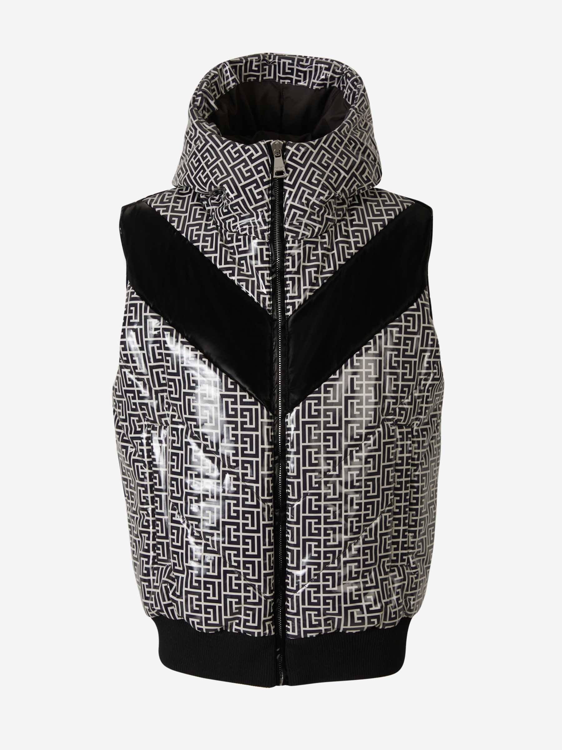 Outlet online Balmain Hombre Chaleco Plumón Monograma color Blanco y Negro sku 544-000486 01 - Foto 1