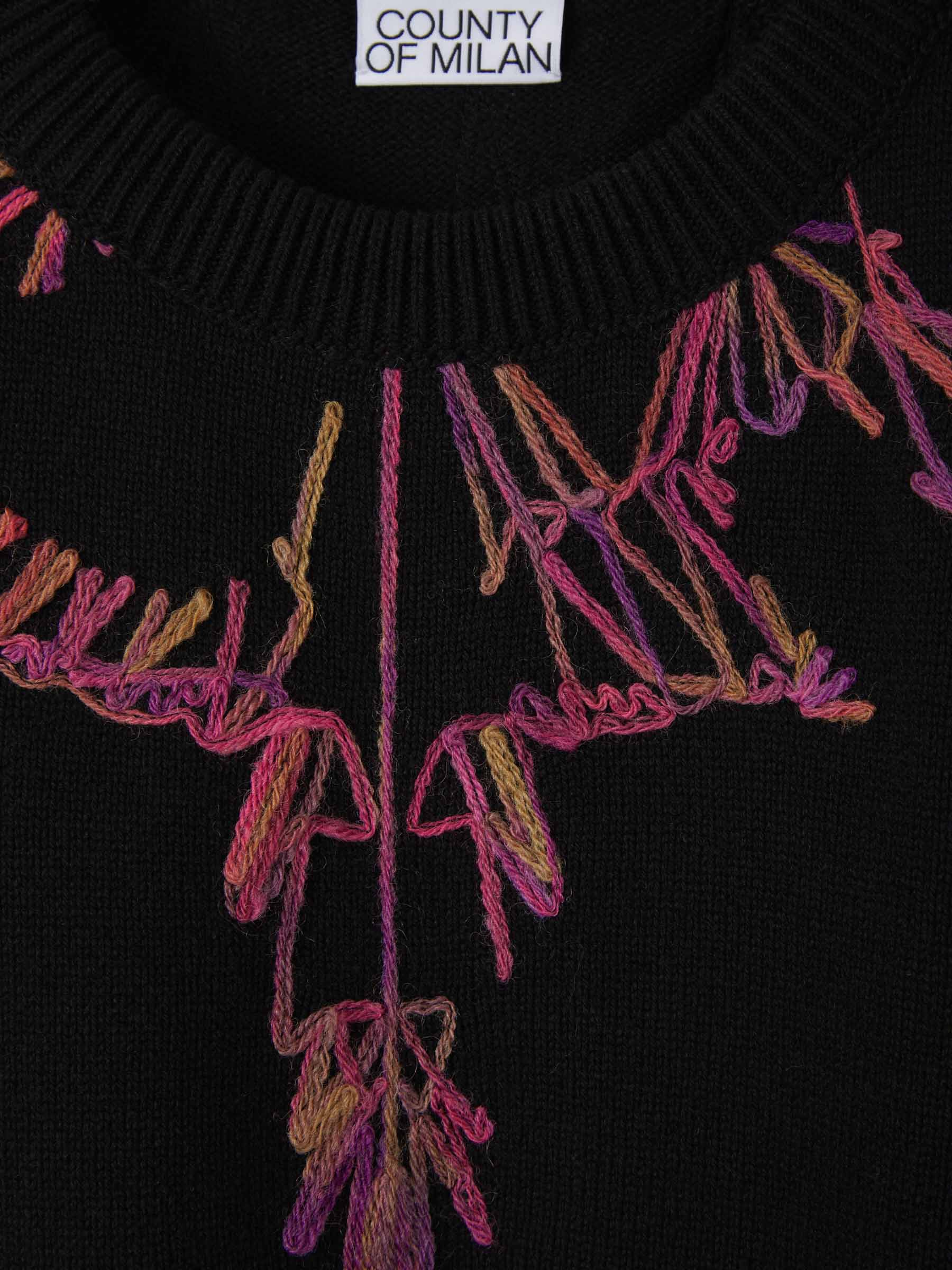 Outlet online Marcelo Burlon Hombre Jersey Algodón Y Cashmere color Negro sku 545-001105 01 - Foto 3