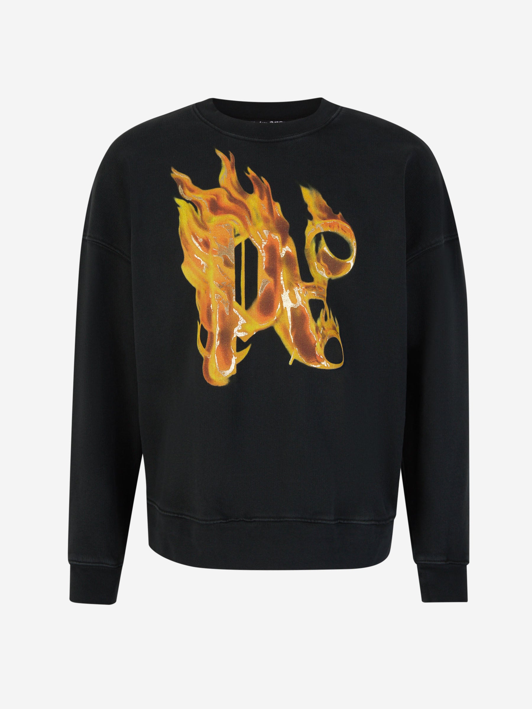 Outlet online Palm Angels Hombre Sudadera Crewneck Burning color Negro sku 545-001542 01 - Foto 1