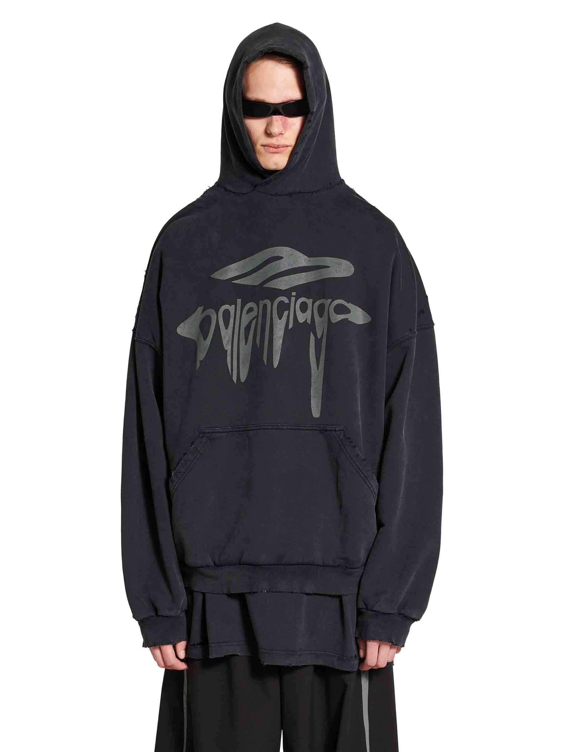 Outlet online Balenciaga Hombre Sudadera Algodón Capucha color Blanco Y Negro sku 545-001796 01 - Foto 2