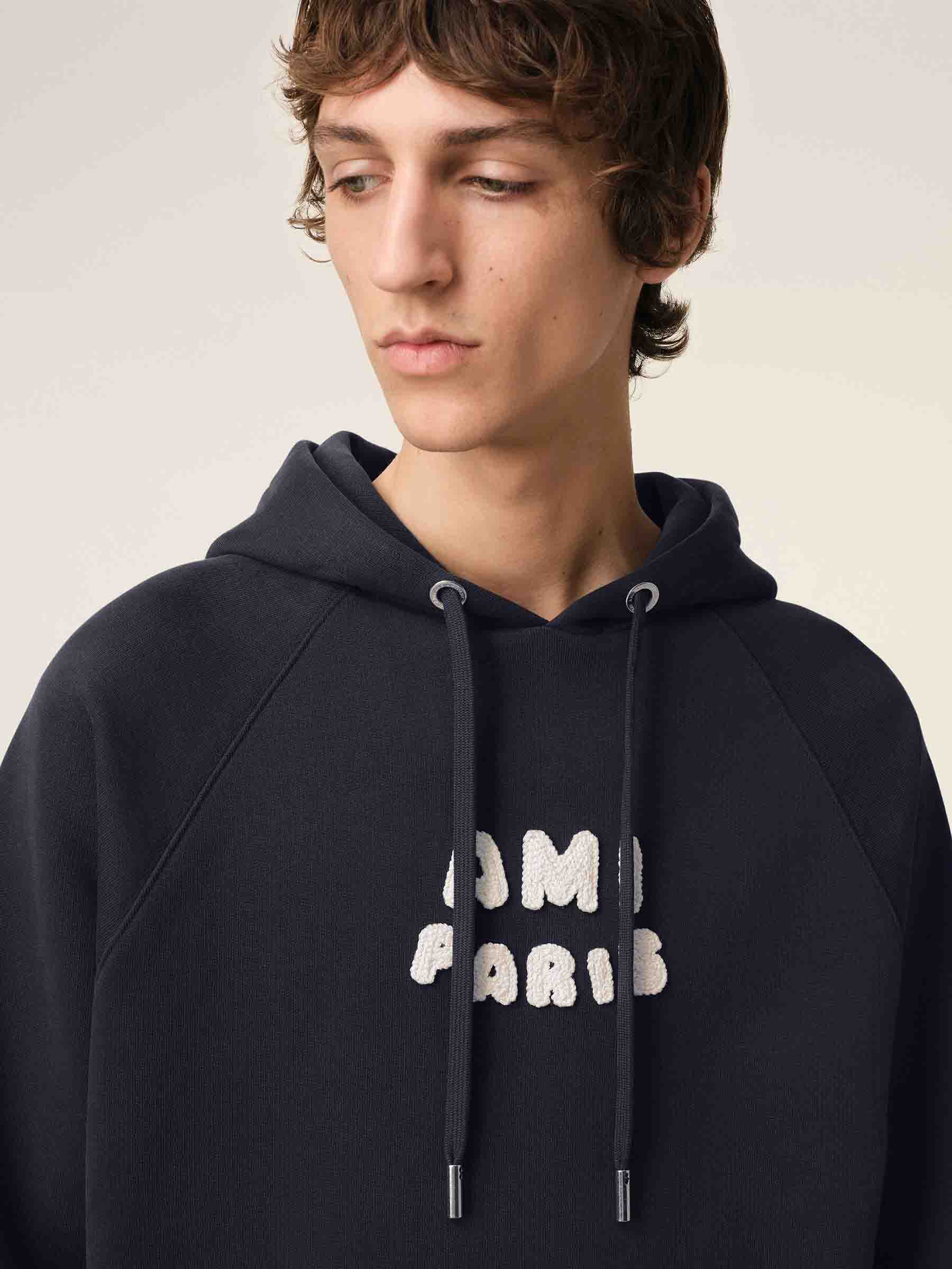 Outlet online Ami Paris Hombre Sudadera Capucha Algodón color Azul Marino sku 545-001812 01 - Foto 4