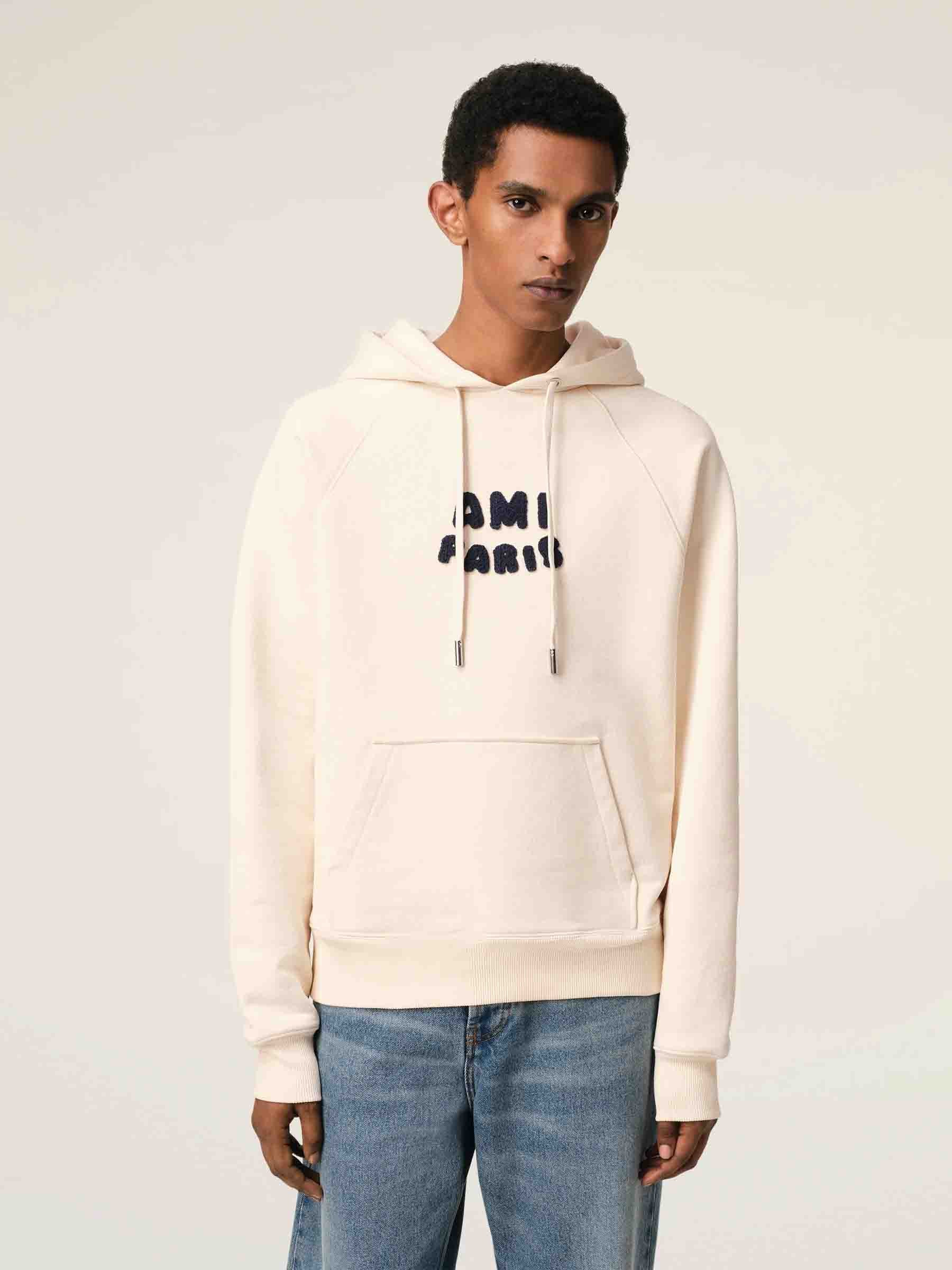 Outlet online Ami Paris Hombre Sudadera Capucha Algodón color Crema sku 545-001812 02 - Foto 2