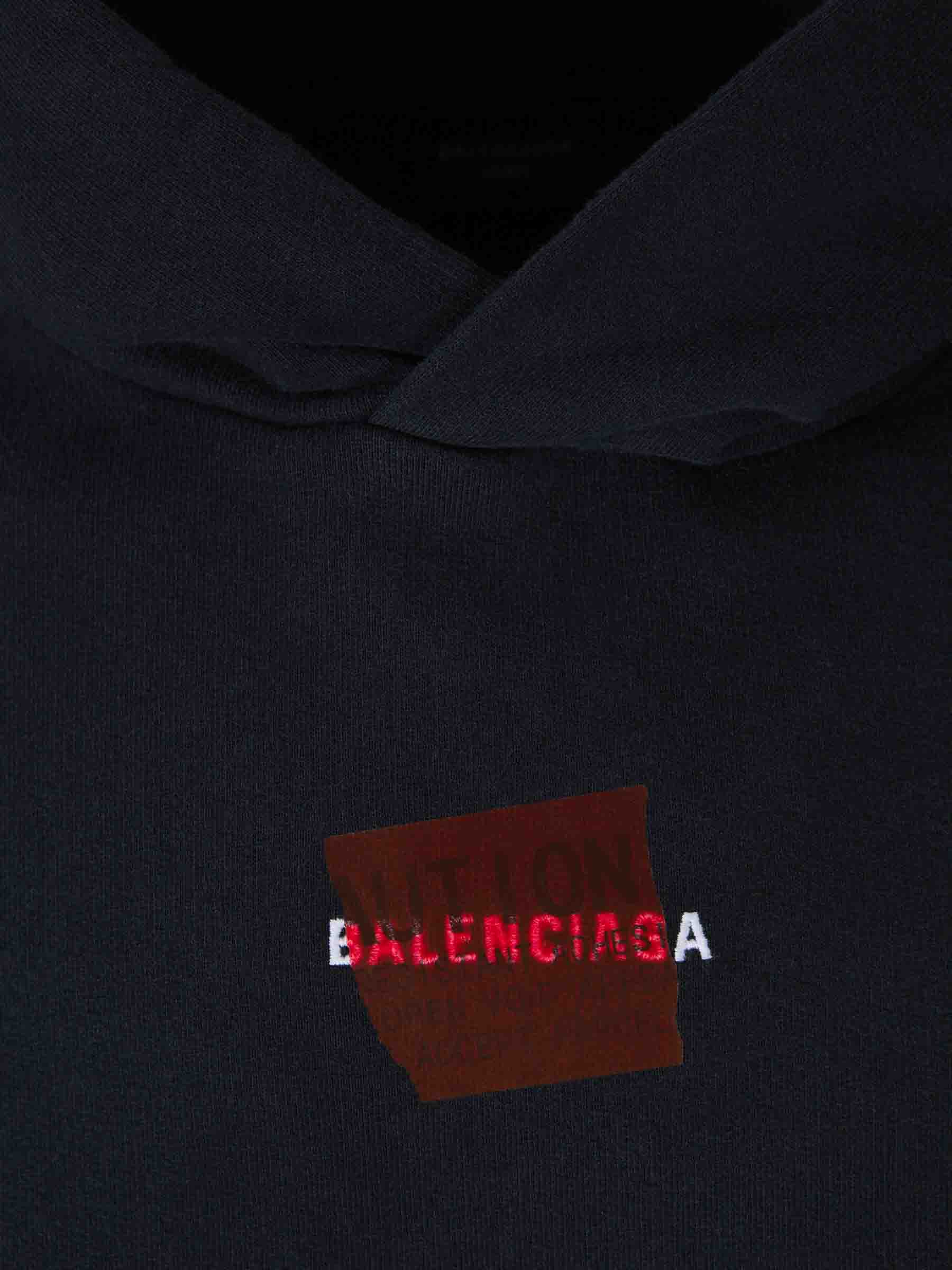 Outlet online Balenciaga Hombre Sudadera Capucha Taped color Negro sku 545-001850 01 - Foto 3