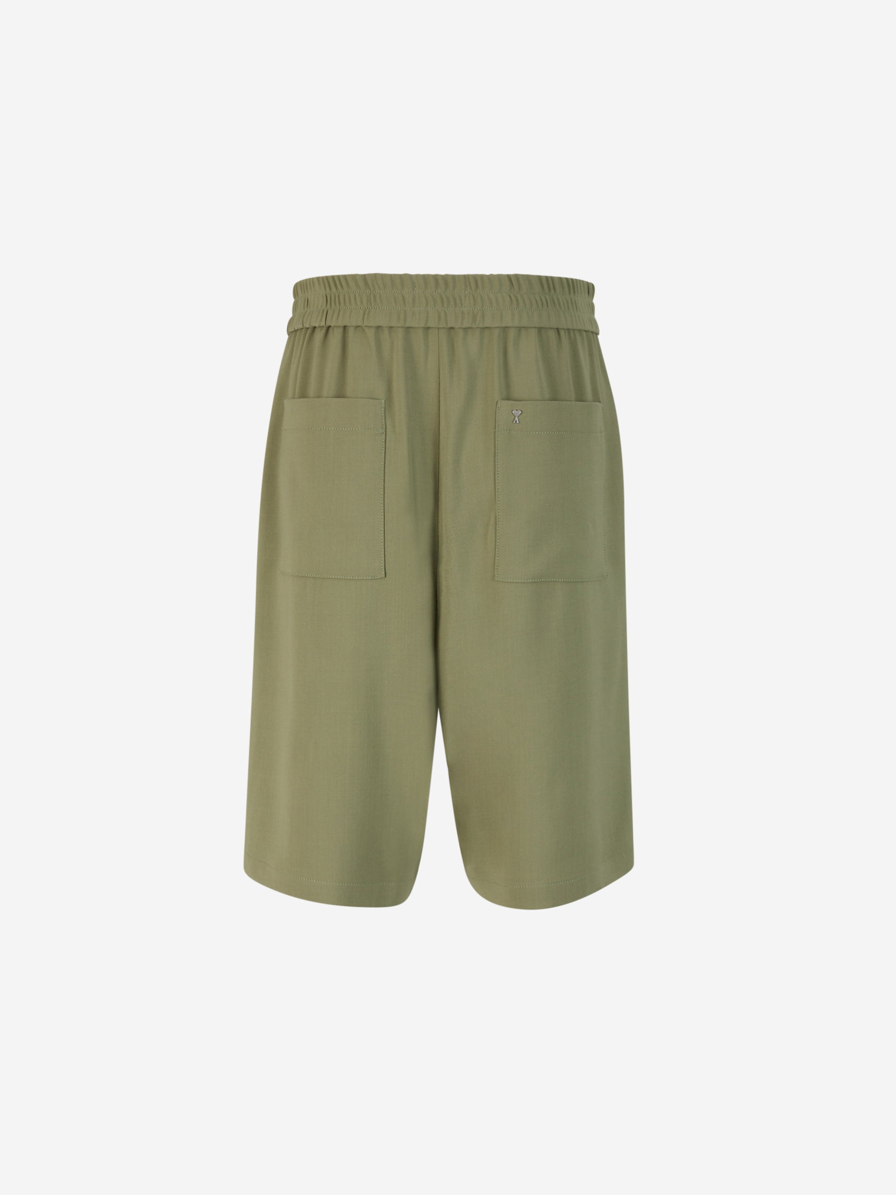 Outlet online Ami Paris Hombre Bermudas Viscosa y Lana color Verde Militar sku 523-000944 01 - Foto 3