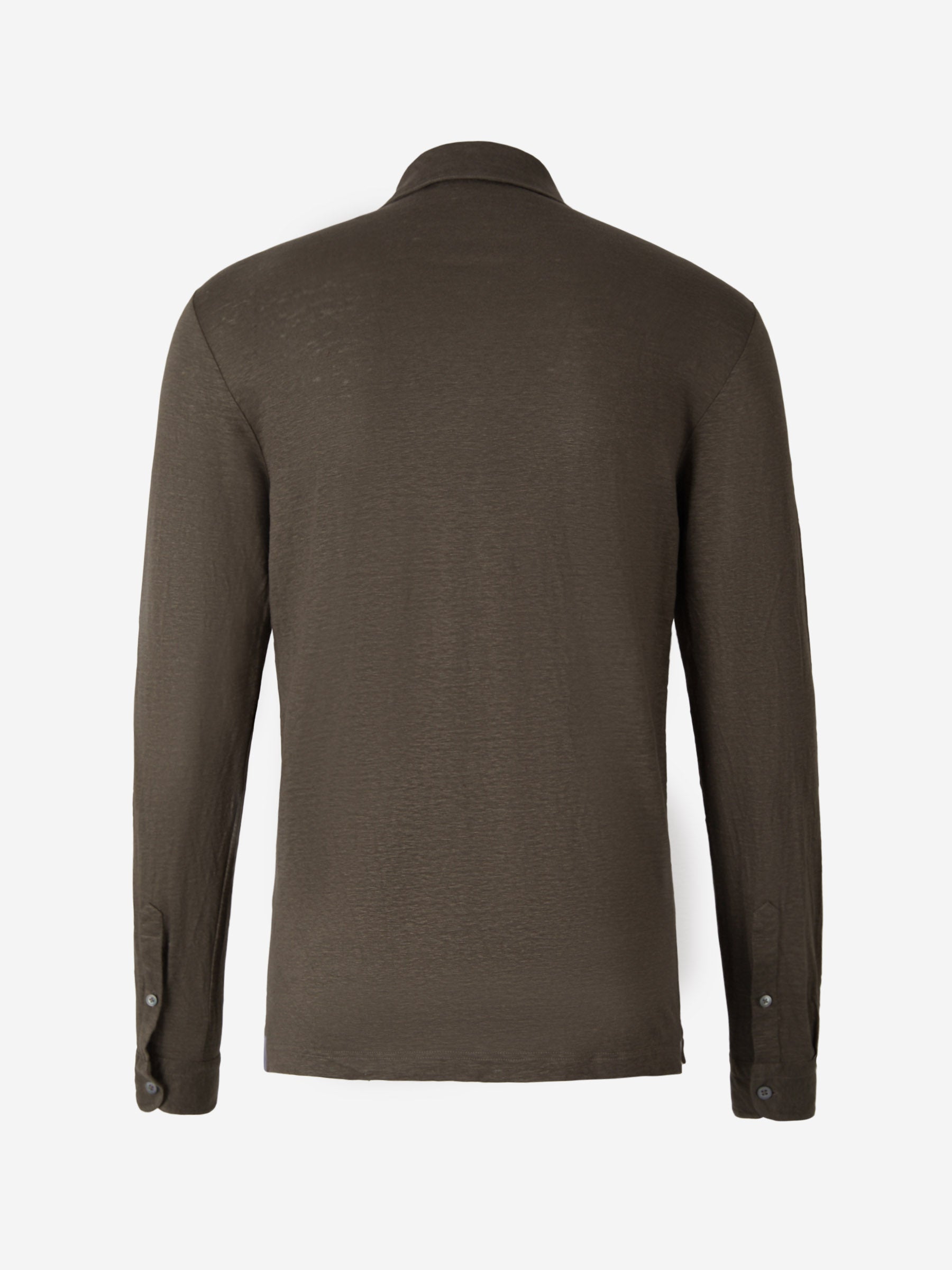 Outlet online Gran Sasso Hombre Polo Manga Larga Lino color Verde Militar sku 551-000337 02 - Foto 6