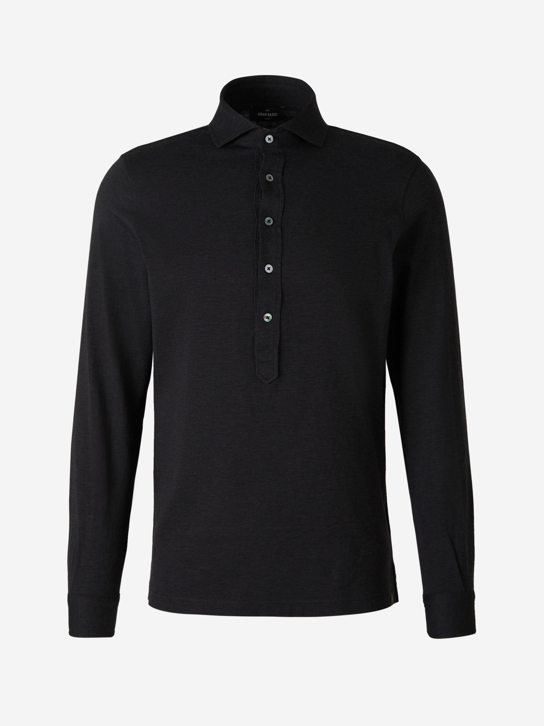 Outlet online Gran Sasso Hombre Polo Pop-Over Largo color Negro sku 551-000360 02 - Foto 5