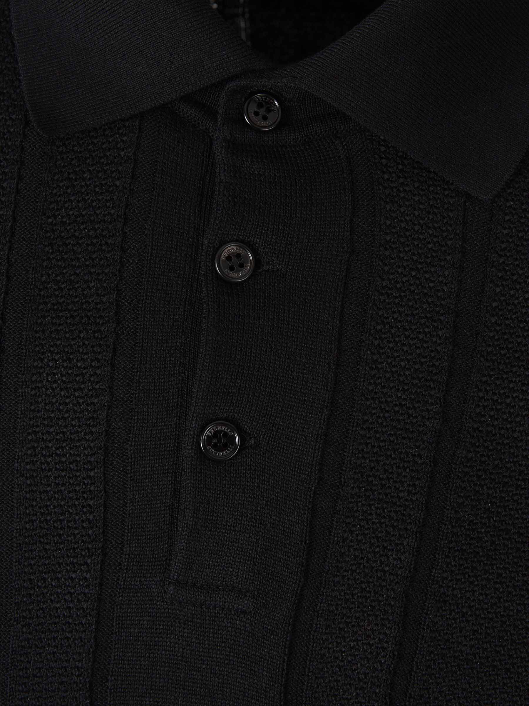 Outlet online Brunello Cucinelli Hombre Polo Punto Acanalado color Negro sku 551-000372 01 - Foto 3