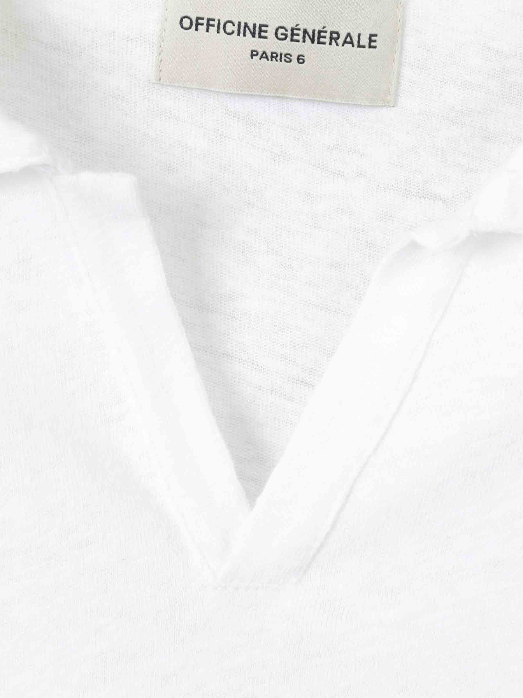 Outlet online Officine Générale Hombre Polo Algodón Lino color Blanco sku 551-000386 01 - Foto 4