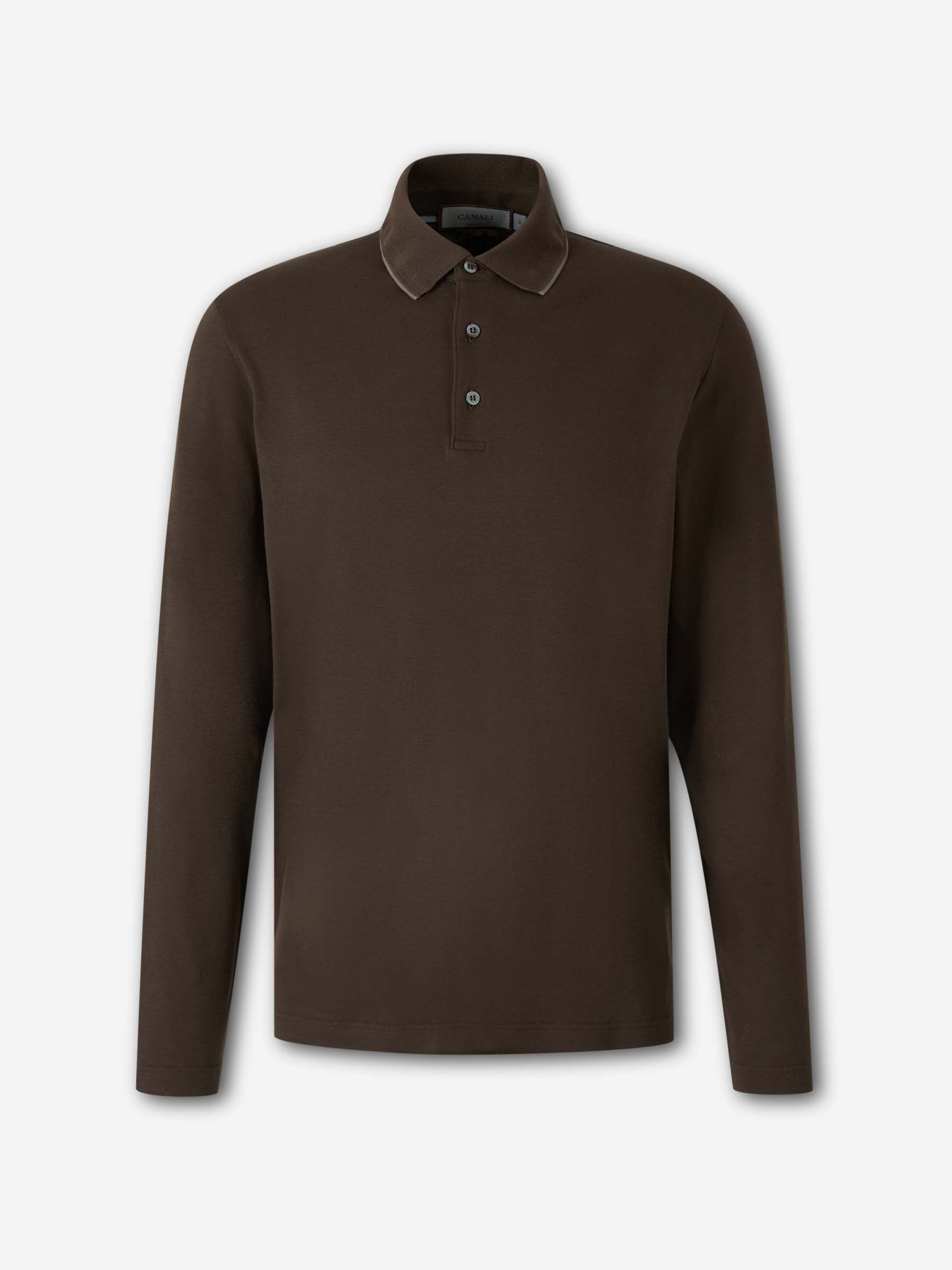 Outlet online Canali Hombre Polo Manga Larga color Marrón Oscuro sku 551-000407 01 - Foto 1