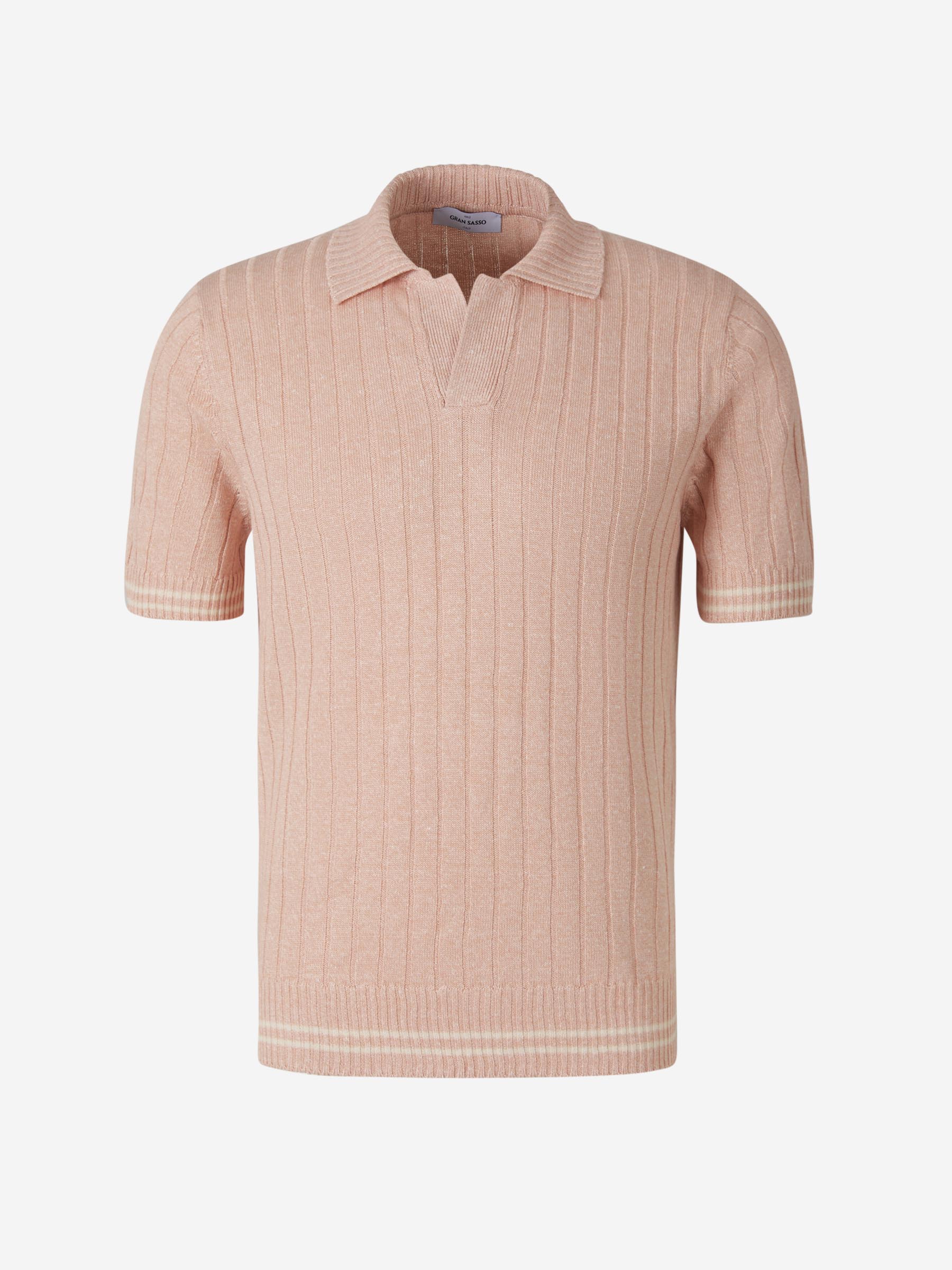 Outlet online Gran Sasso Hombre Polo Lino Y Algodón color Rosa Claro sku 552-001318 03 - Foto 10