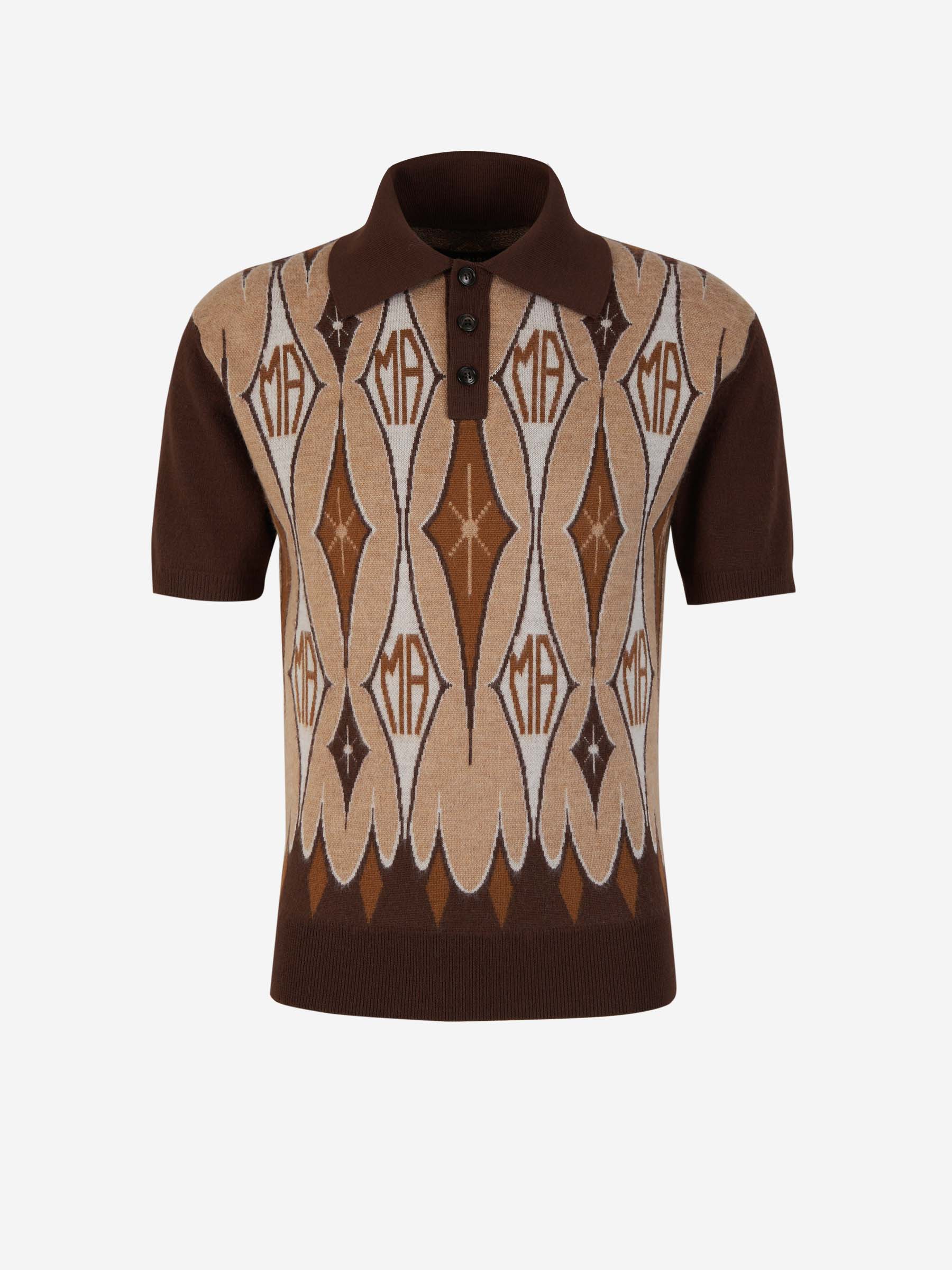 Outlet online Amiri Hombre Polo Jacquard Argyle color Marron Oscuro sku 552-001409 01 - Foto 1