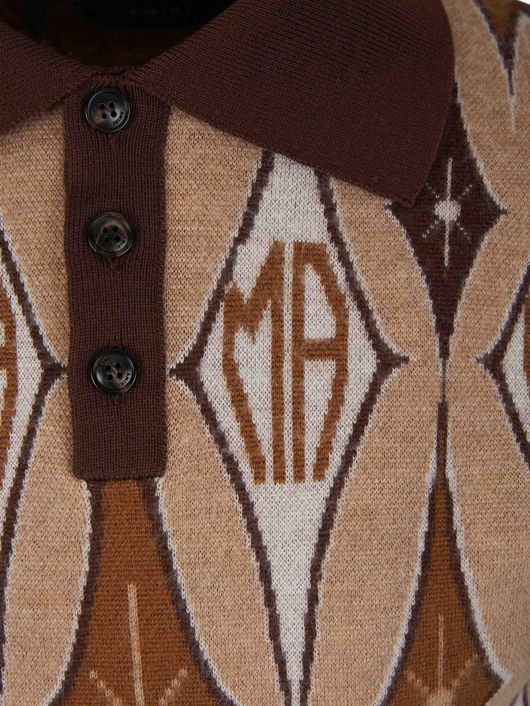 Outlet online Amiri Hombre Polo Jacquard Argyle color Marron Oscuro sku 552-001409 01 - Foto 3