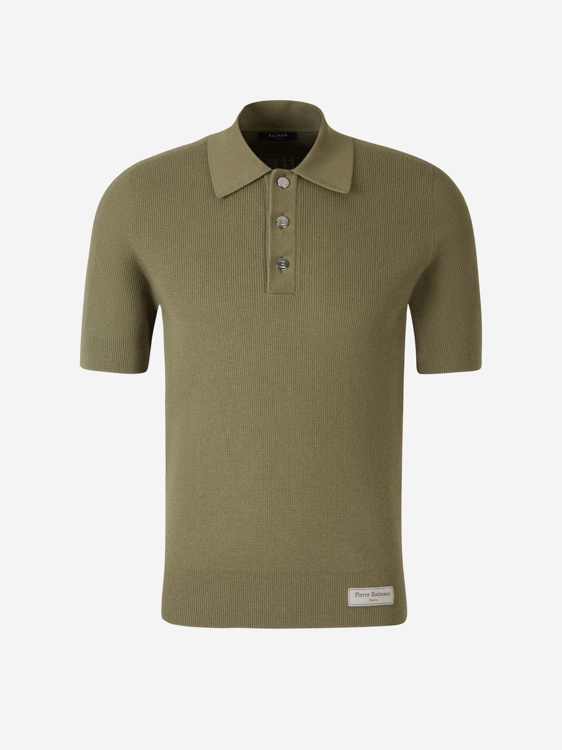 Outlet online Balmain Hombre Polo Punto Lana color Verde Militar sku 552-001504 00 - Foto 1