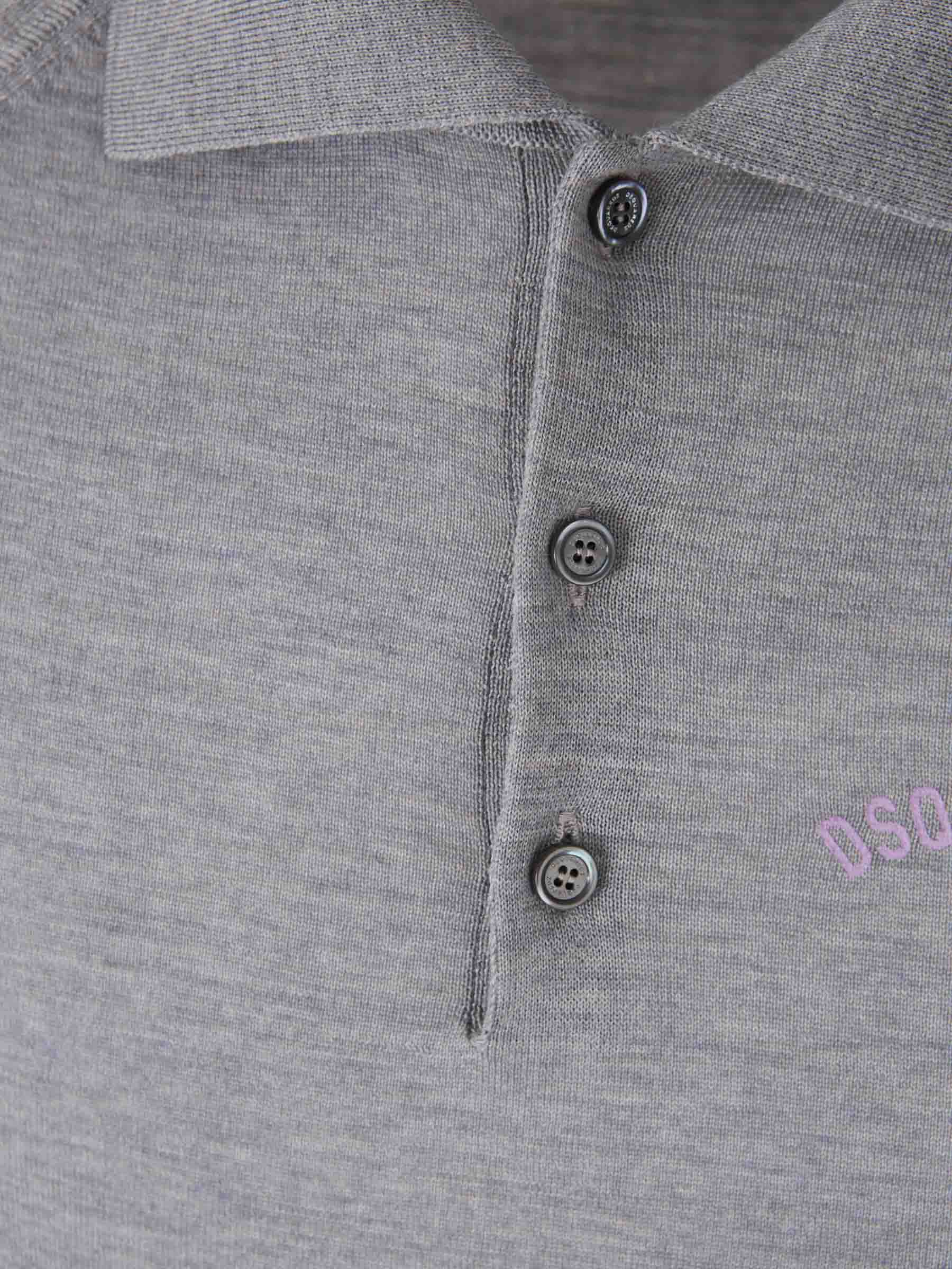 Outlet online Dsquared2 Hombre Polo Punto Lana color Gris Piedra sku 552-001584 01 - Foto 3