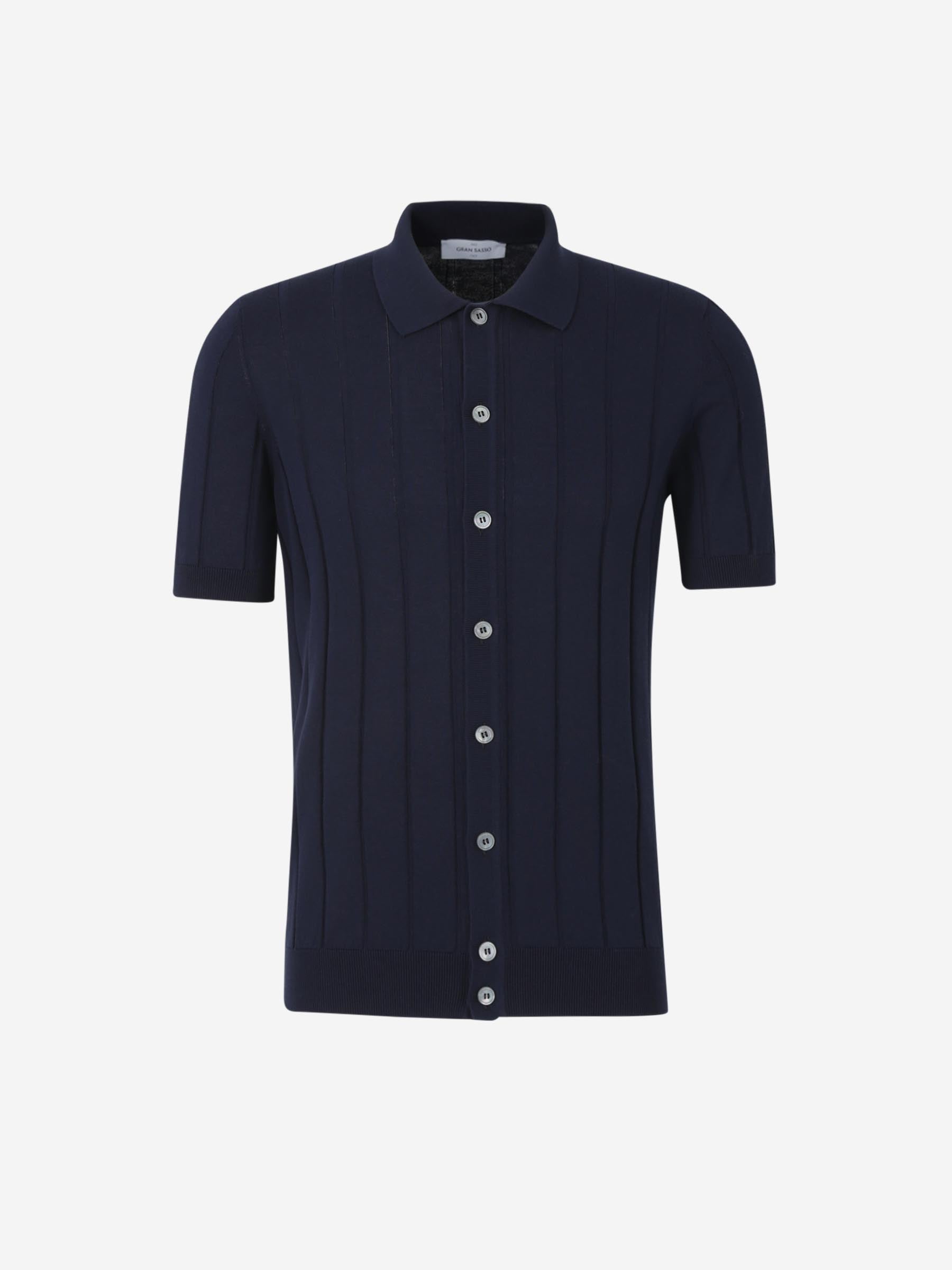 Outlet online Gran Sasso Hombre Polo Abierto Acanalado color Azul Noche sku 552-001598 03 - Foto 1