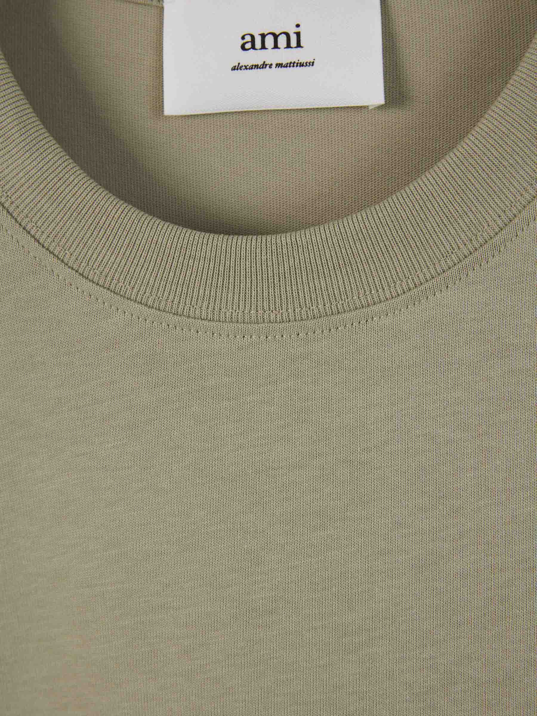 Outlet online Ami Paris Hombre Camiseta Algodón Logo color Verde Militar sku 553-003615 02 - Foto 3
