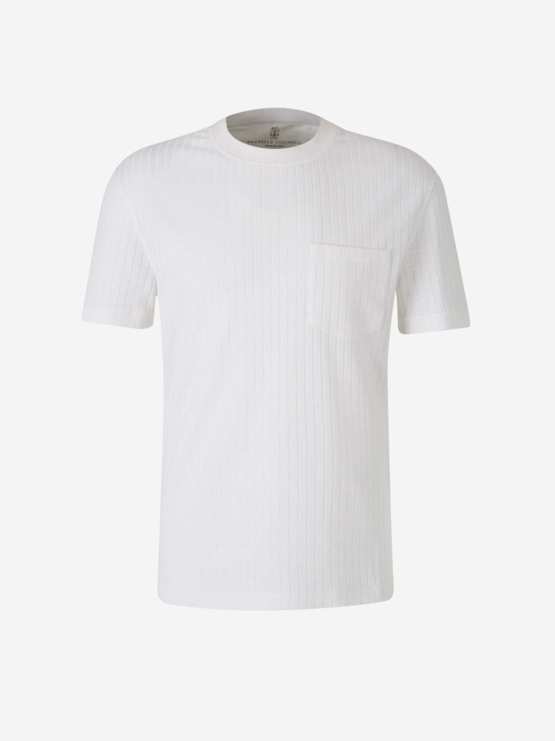 Brunello Cucinelli Hombre Barcelona Camiseta Canalé Bolsillo color Marfil sku 553-004017 01 - Foto 1